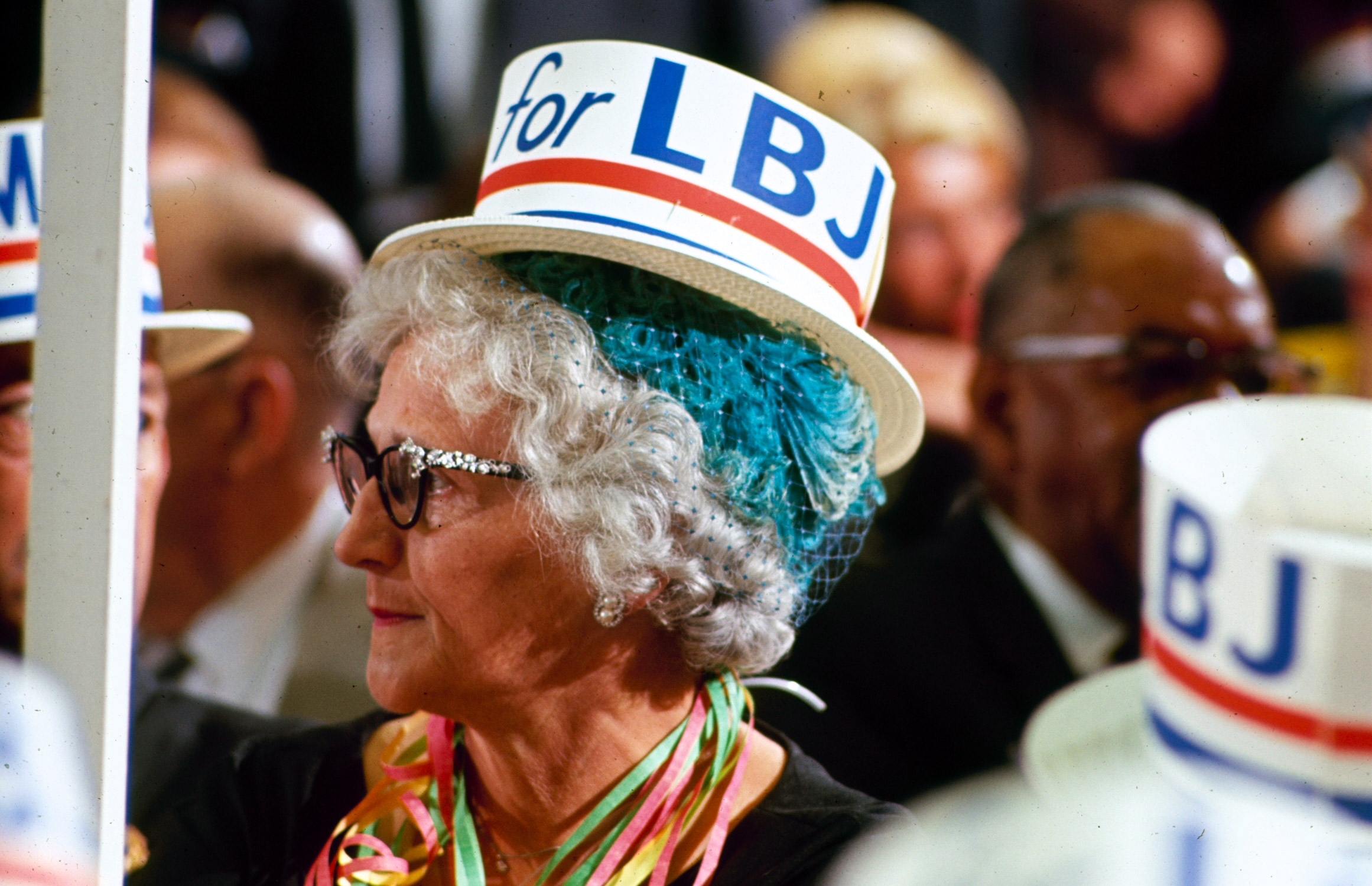 Colorful hat supporting Lyndon Johnson at the Democratic National Convention, 1964.