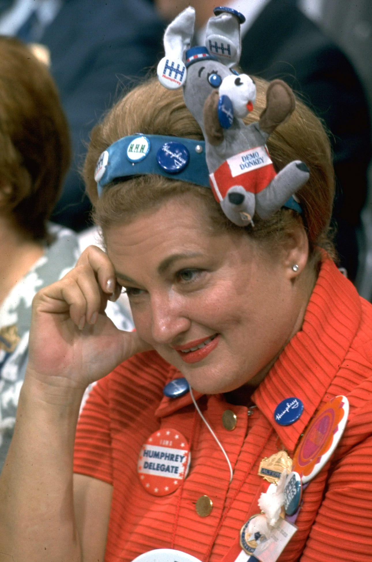Colorful hat at the Democratic National Convention, 1968.