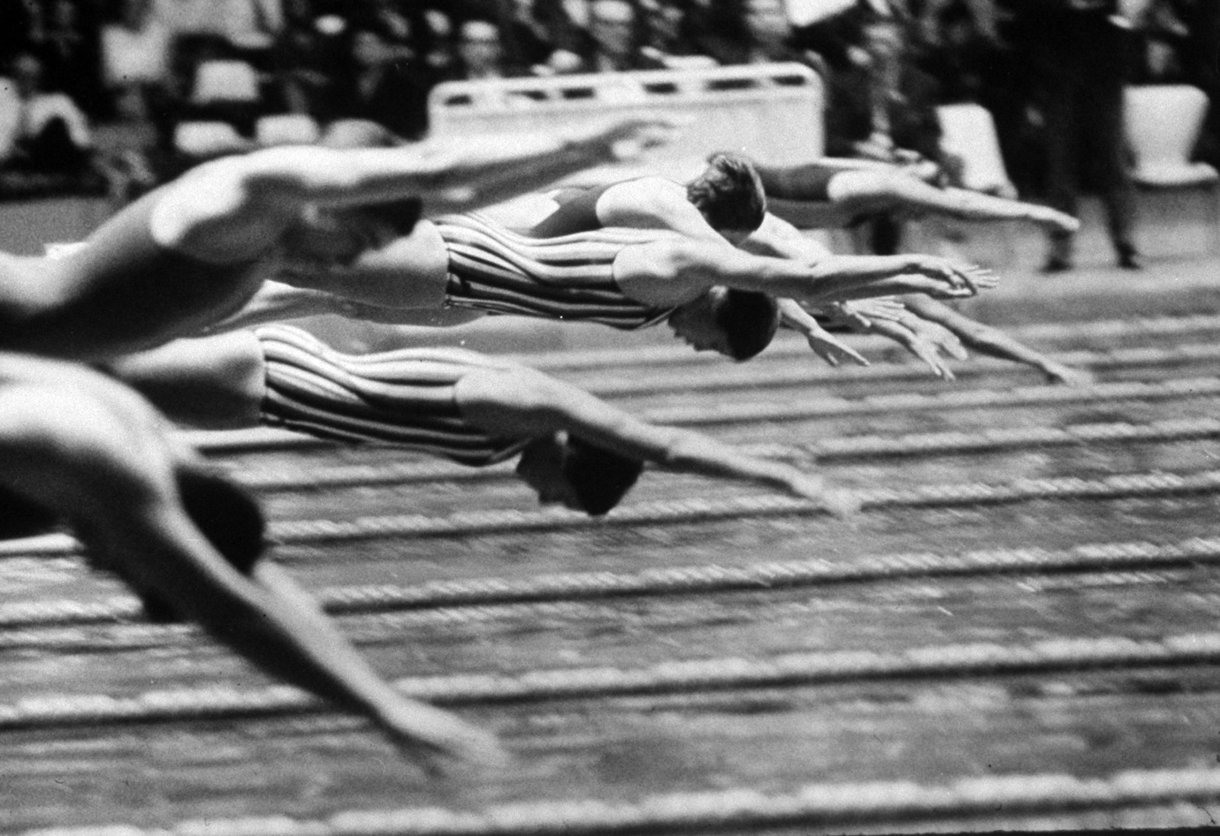 U. S. swimmers competing during the 1964 summer Olympics in Tokyo, Japan.