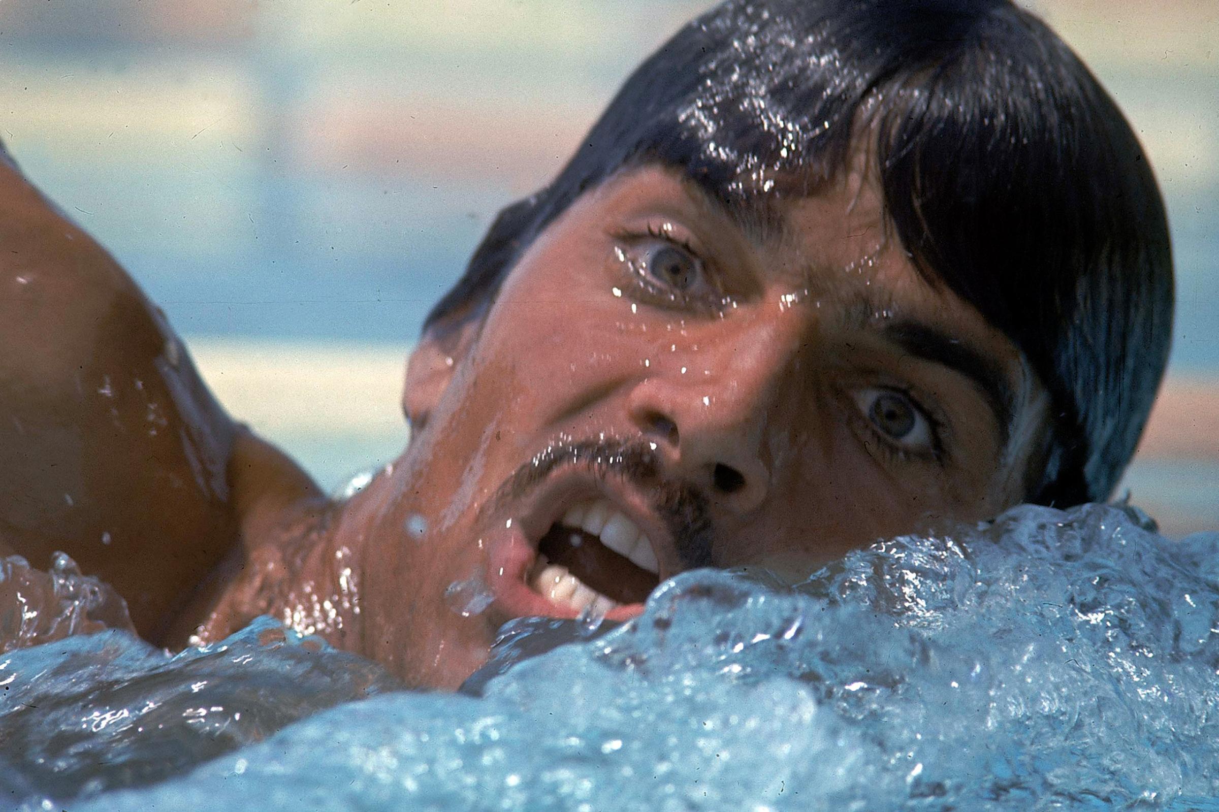 US swimmer Mark Spitz training for the 1972 summer Olympics in Munich, West Germany.