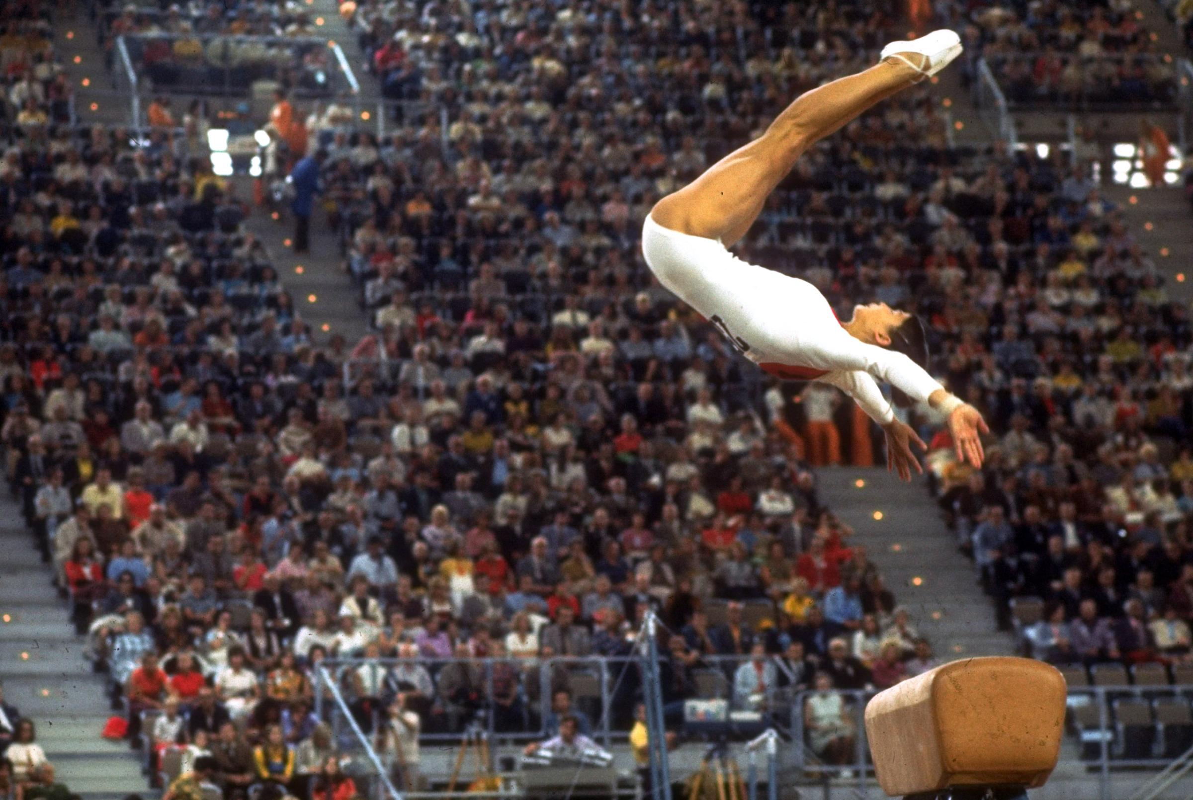U.S. gymnast Ludmila Turishcheva in action on the vault at during the 1972 Summer Olympics in Munich, West Germany.