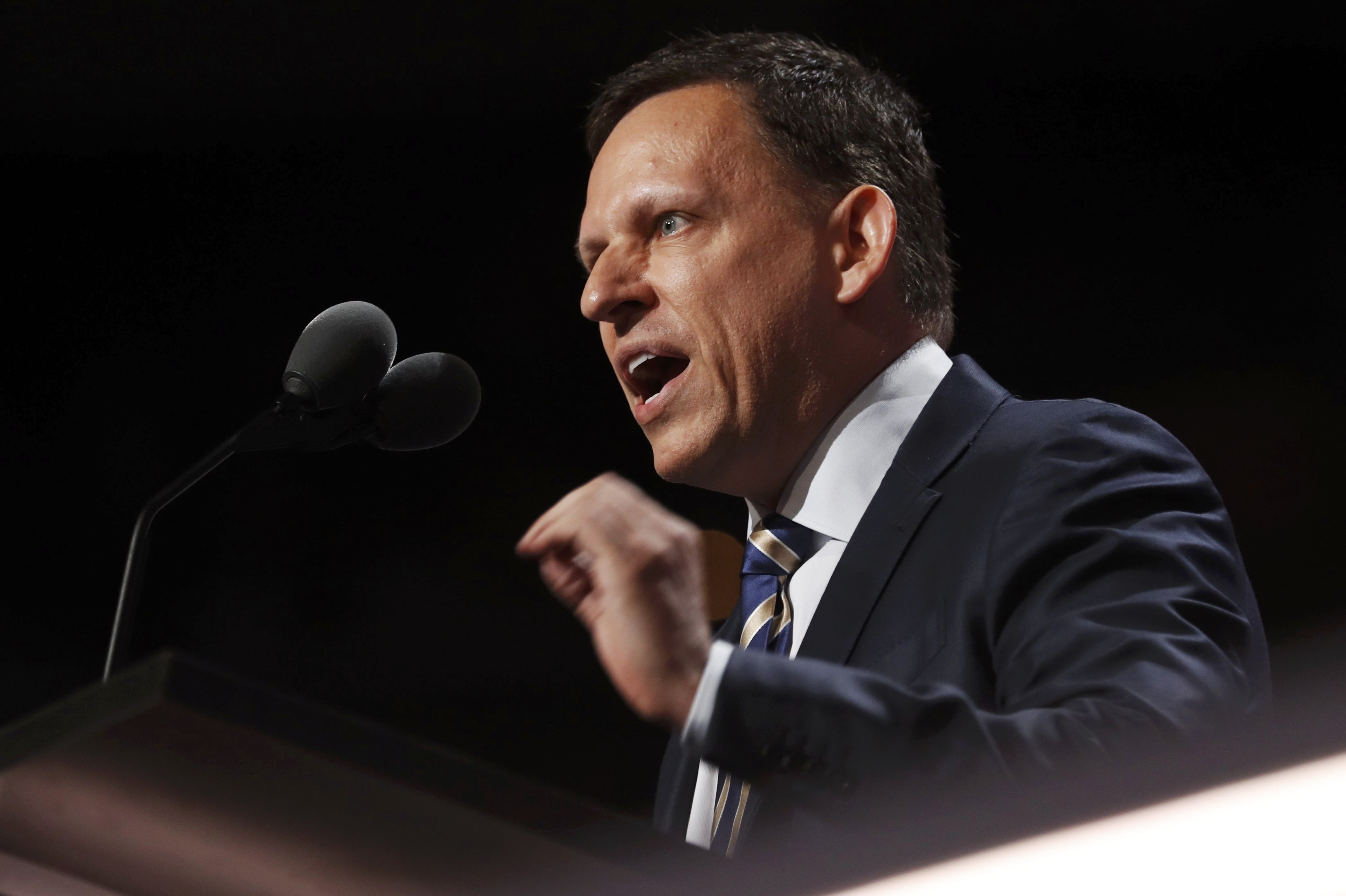 Paypal co-founder Peter Thiel speaks at the Republican National Convention in Cleveland, July 21, 2016. (Jonathan Ernst—Reuters)
