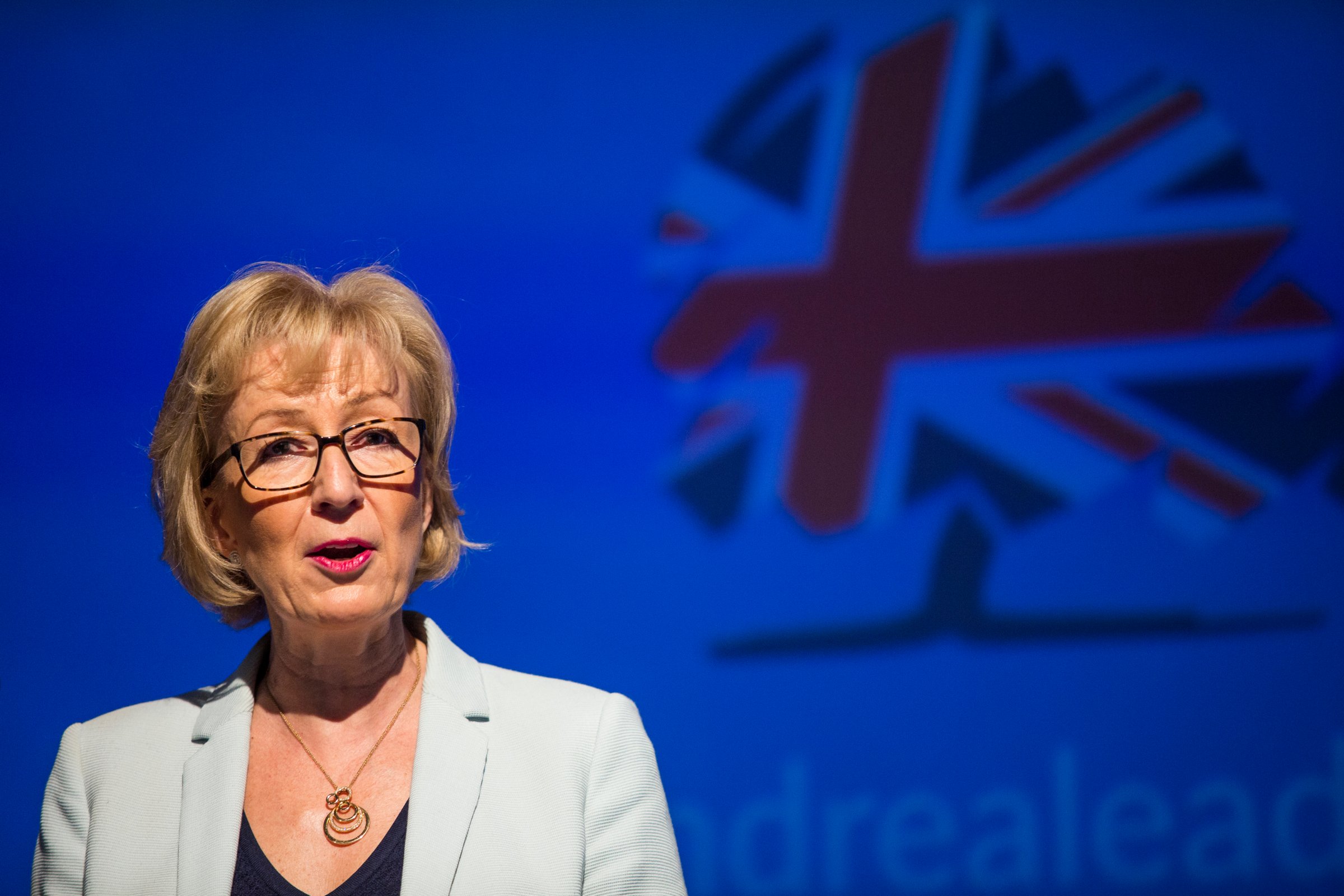 Andrea Leadsom, British Energy Secretary and Conservative Party leadership contender, speaks at a campaign rally on July 7, 2016 in London, England.