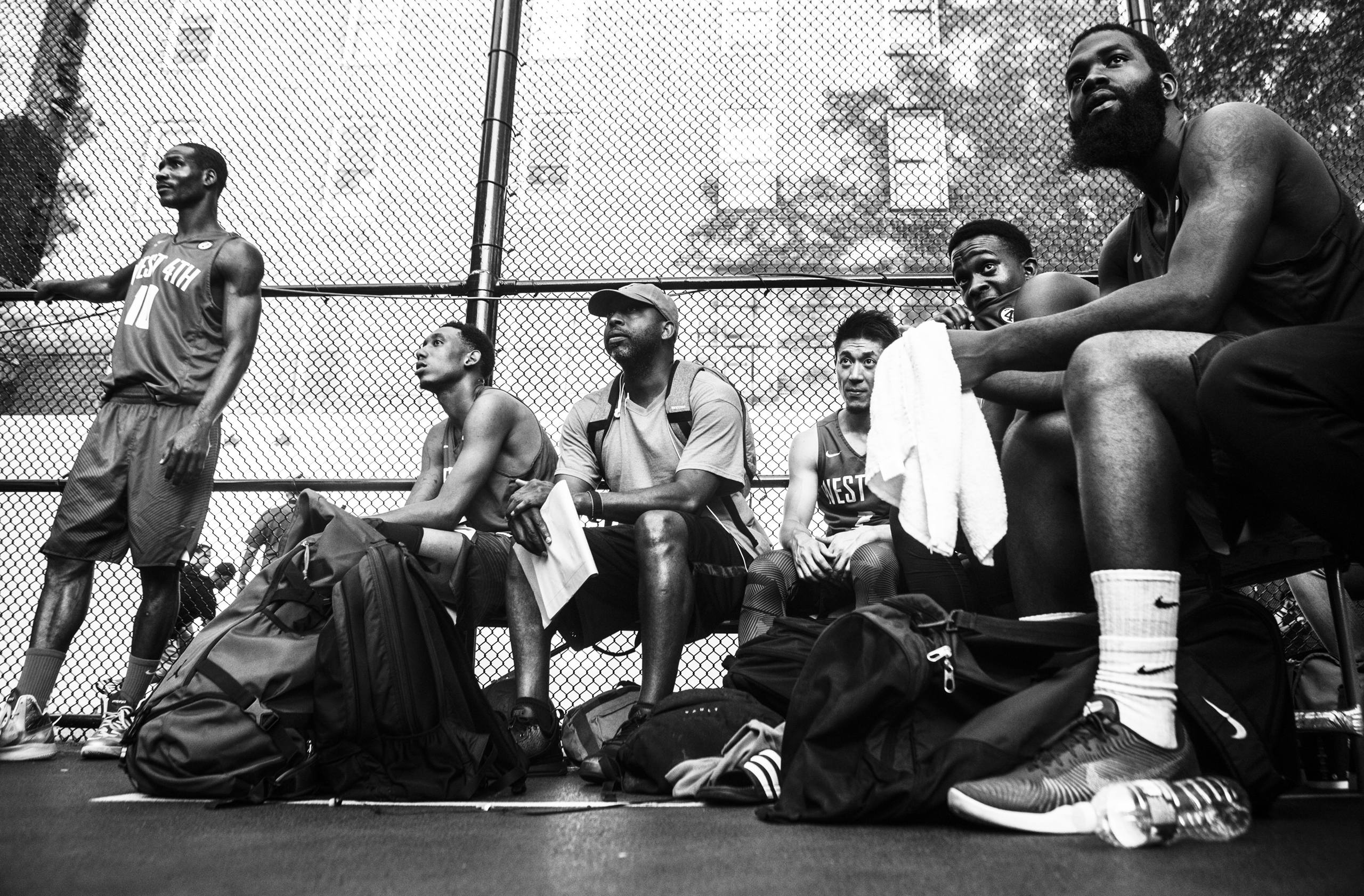 A team waits on the sidelines at  The Cage  at West 4th Street on Aug. 15, 2015.