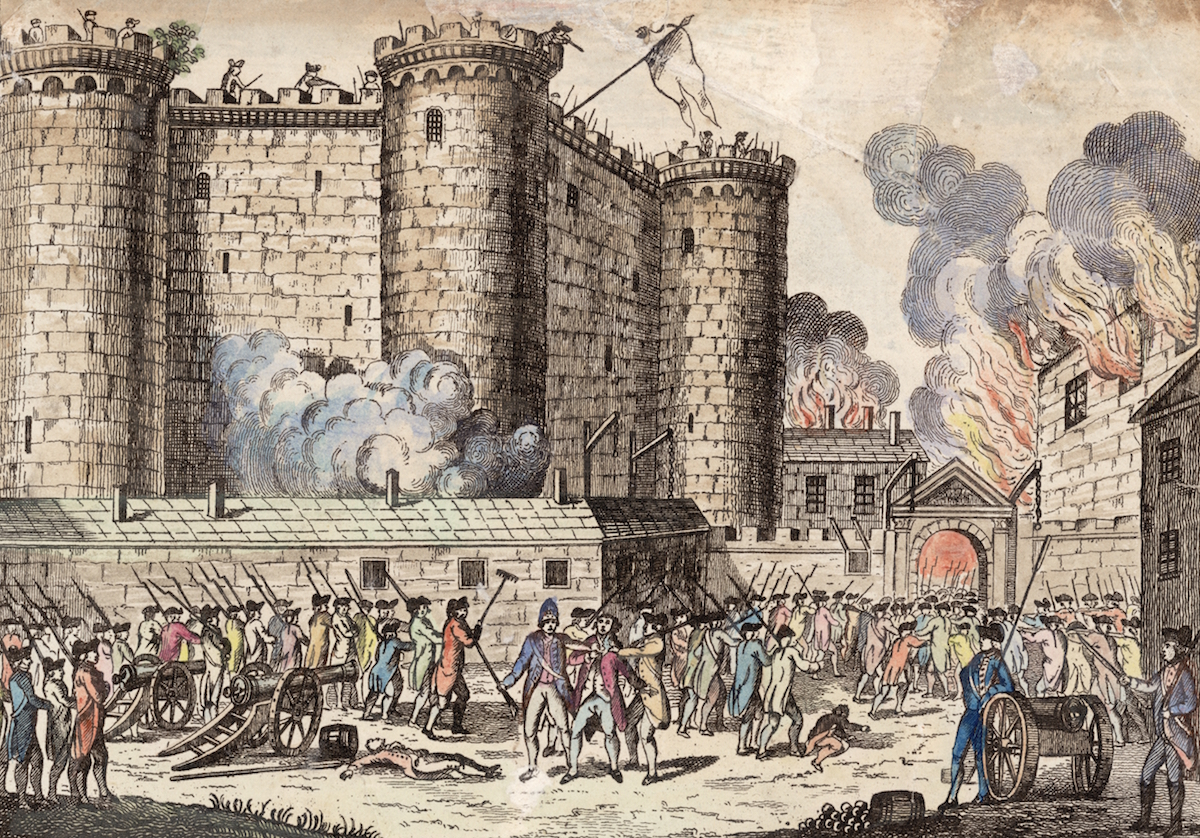 Illustration of the storming of the Bastille prison, in an event that has come to be seen as the start of the French Revolution, 14th July 1789. (Hulton Archive / Getty Images)