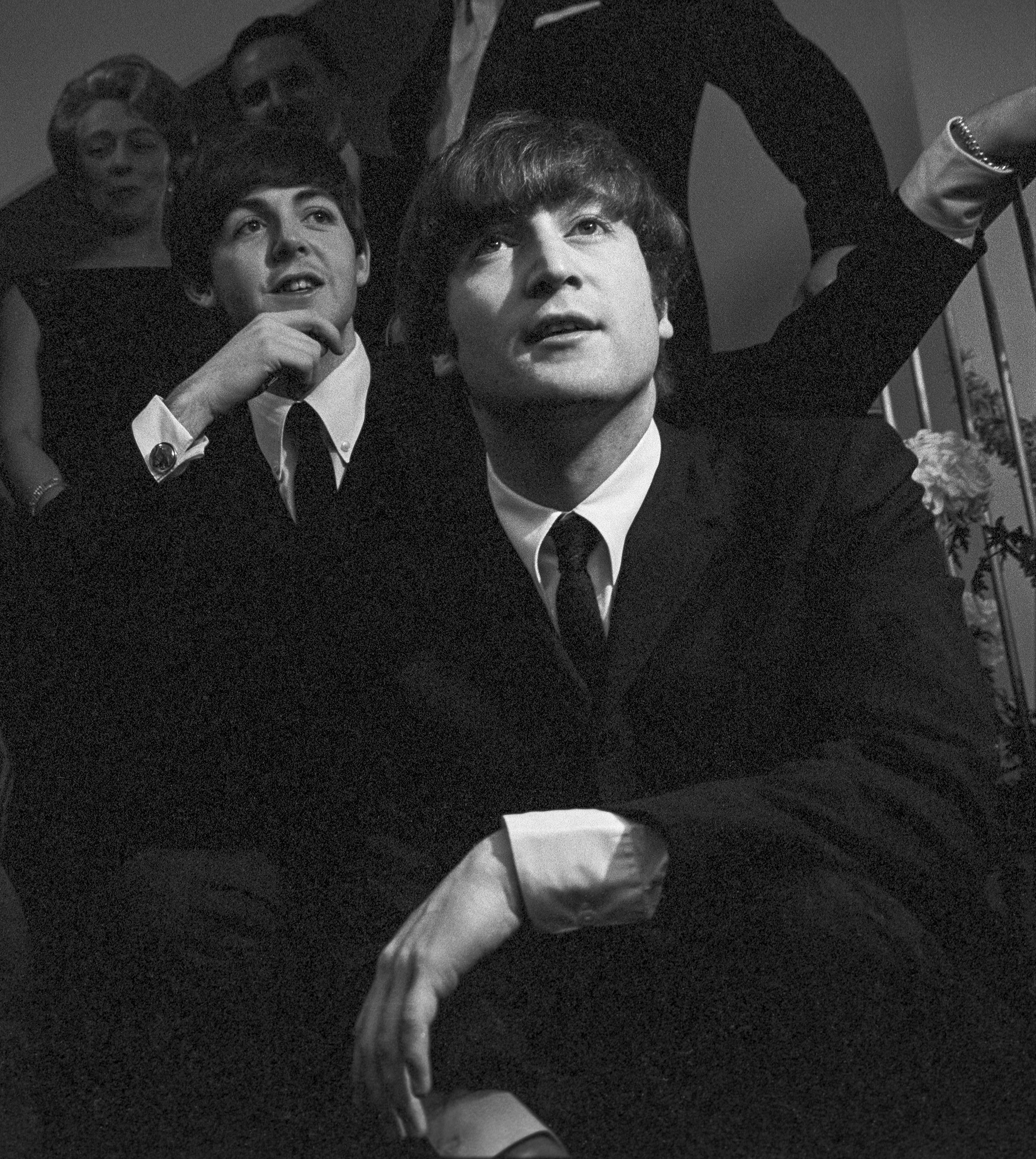John Lennon and Paul McCartney at the British Embassy after their concert.
