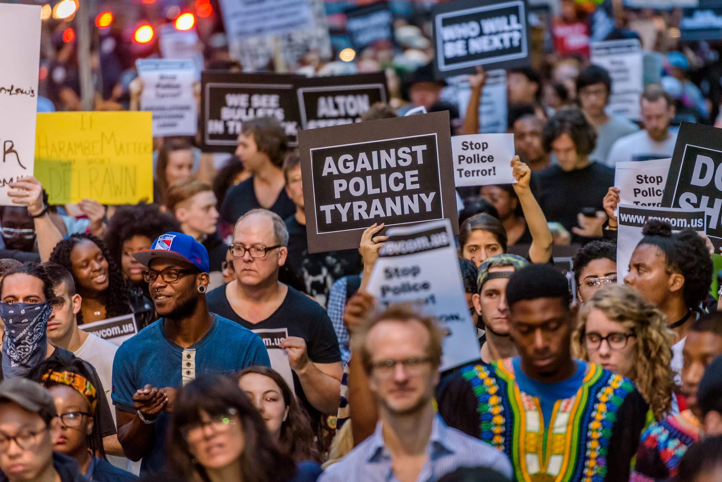 For the third day in a row the Black Lives Matter movement took the streets of New York to protest police brutality in the aftermath of the release of the security camera video capturing the death of Delrawn Small contradicting the NYPD story spread on the media, July 9, 2016.