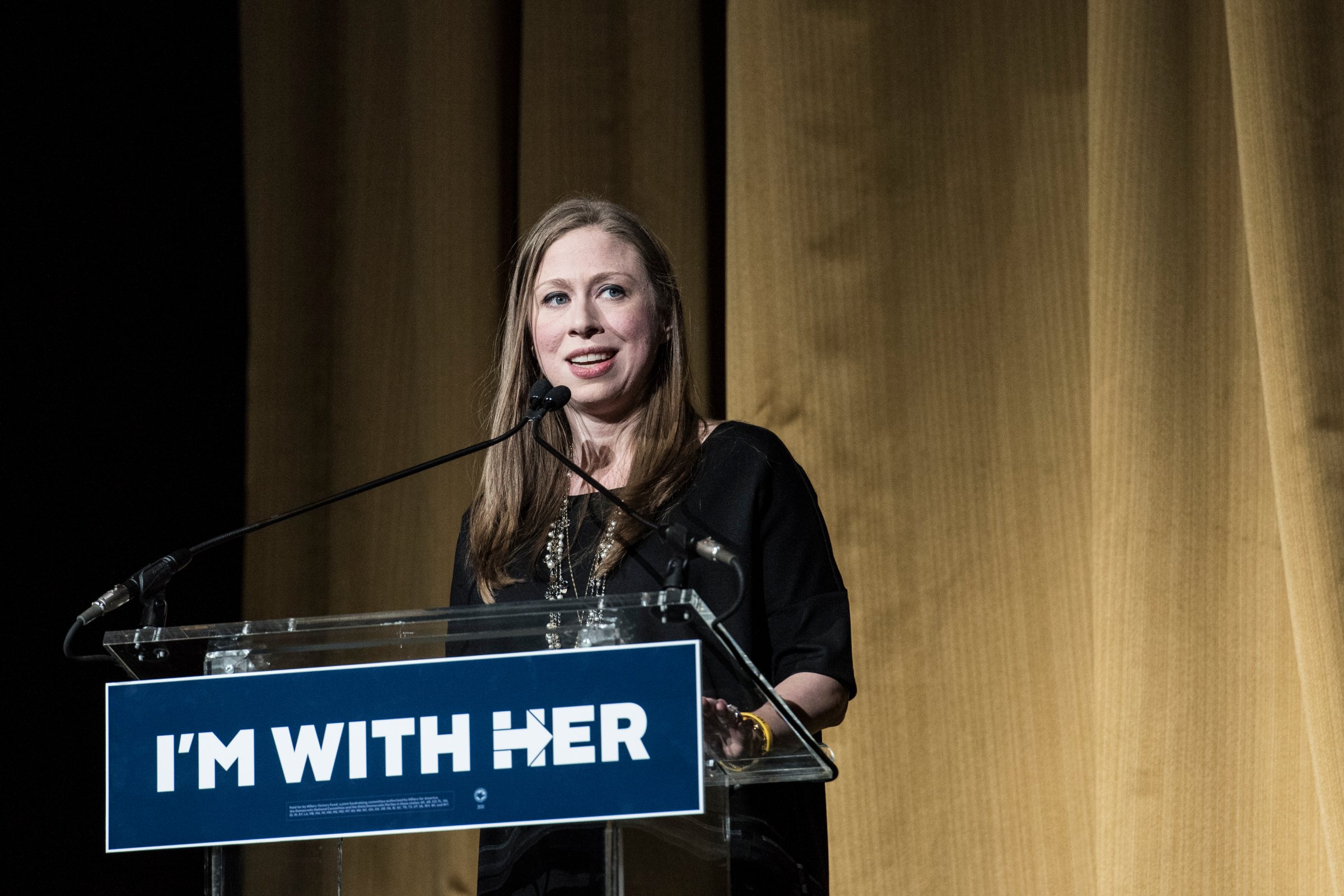 Chelsea Clinton speaks during a fundraiser for her mother, Democratic presidential candidate Hillary Clinton, at Radio City Music Hall on March 2, 2016 in New York City.