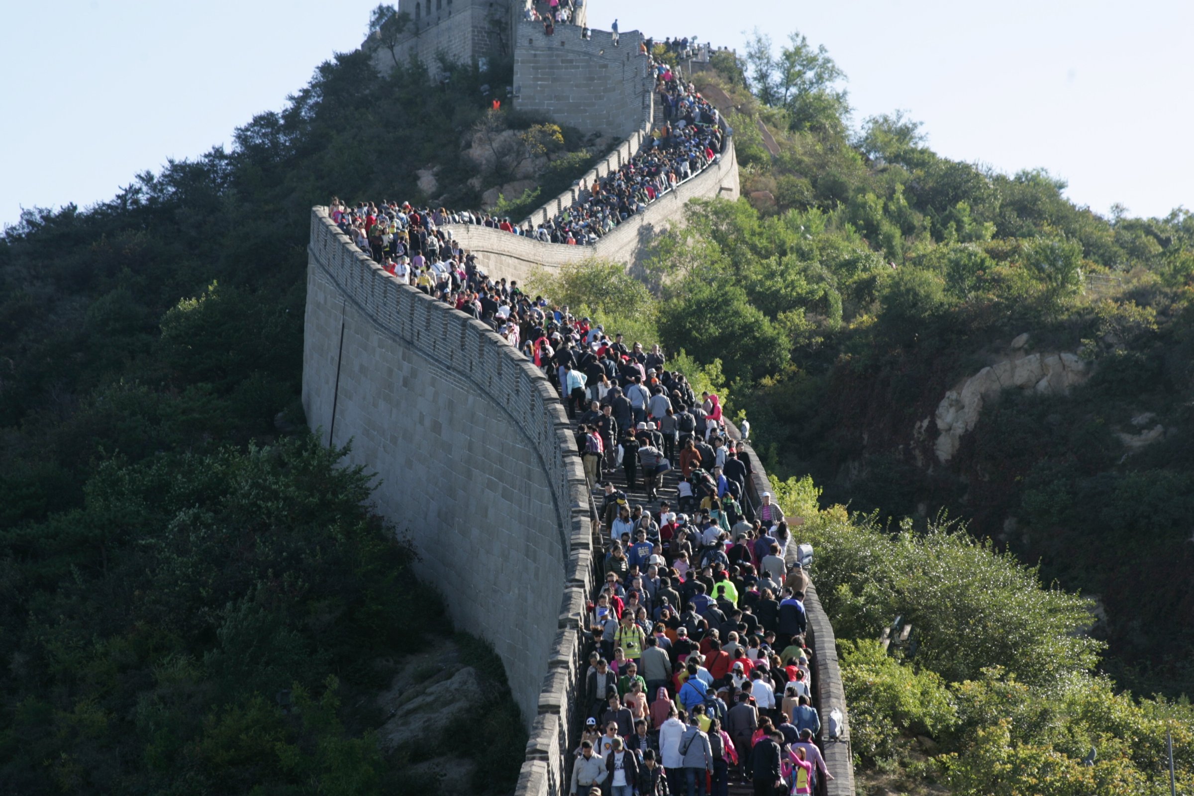 People crowded to visit the Great Wall on October 2, 2013 in Beijing, China.