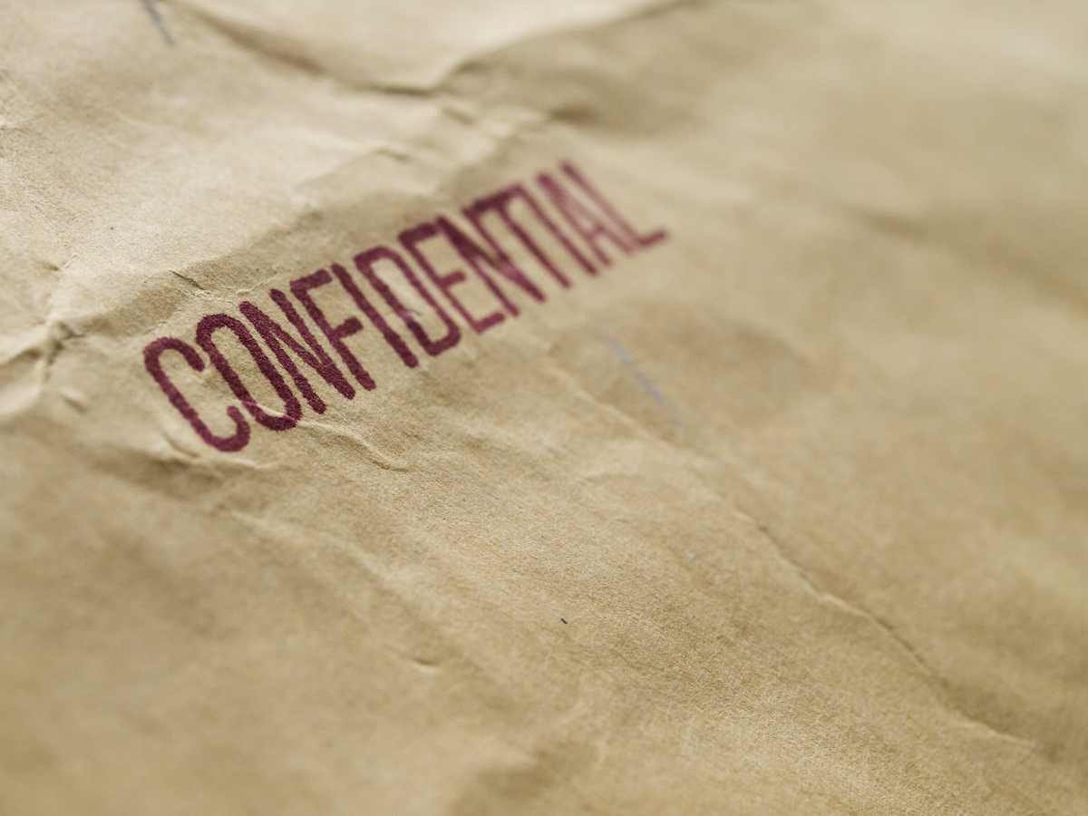 CONFIDENTIAL stamped on an envelope or package