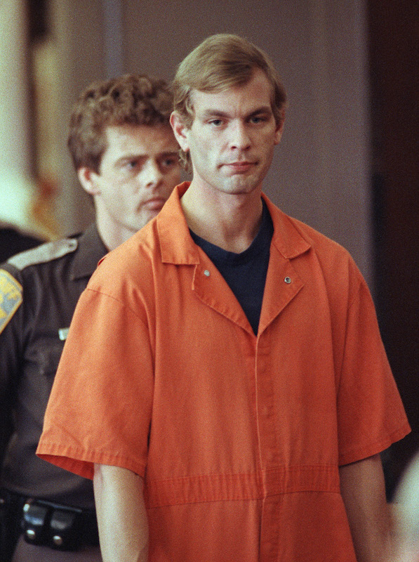 Jeffrey L. Dahmer enters the Milwaukee courtroom of judge Jeffrey A. Wagner on Aug. 6, 1991. (Eugene Garcia—AFP/Getty Images)