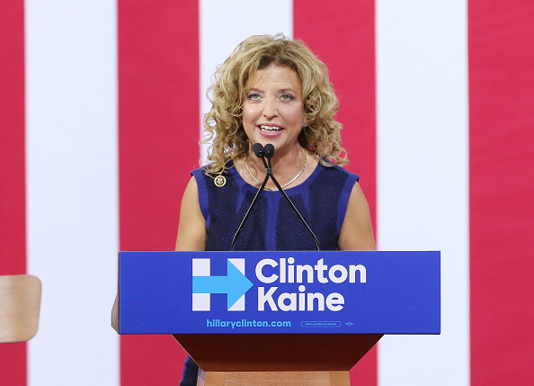Democratic National Committee Chairwoman Debbie Wasserman Schultz attends a campaign rally at Florida International University Panther Arena on July 23, 2016 in Miami, Florida.
