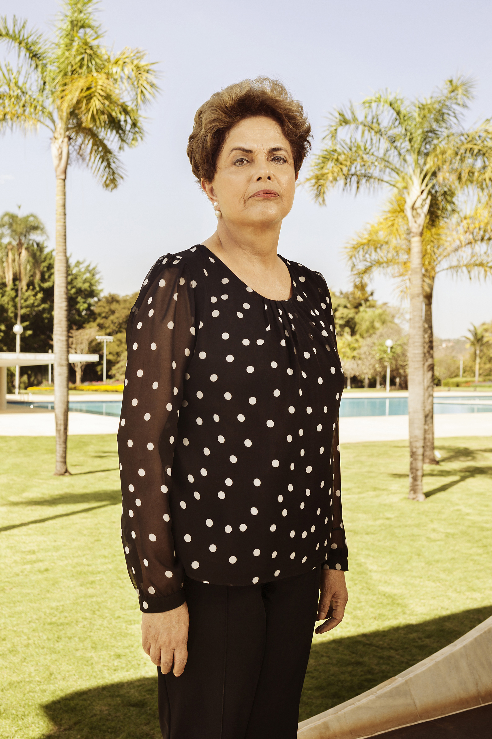 Suspended Brazilian President Dilma Rousseff outside the Alvorada residential palace in Brasilia on July 22, 2016.