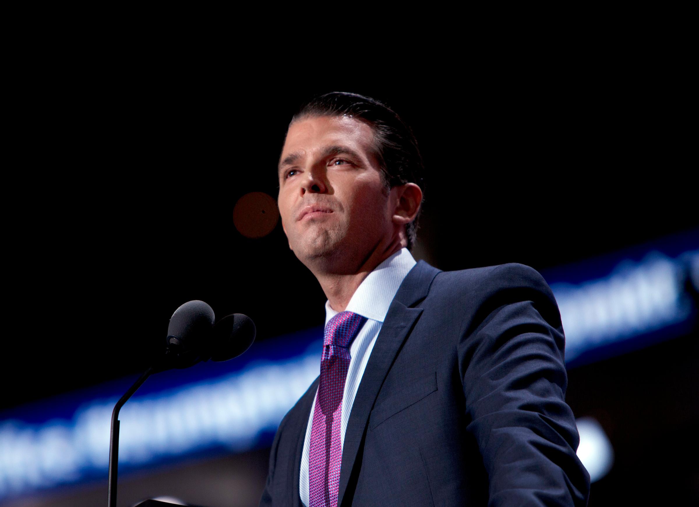 Donald Trump Jr. speaks at the Republican National Convention in Cleveland on Tuesday, July 19, 2016.