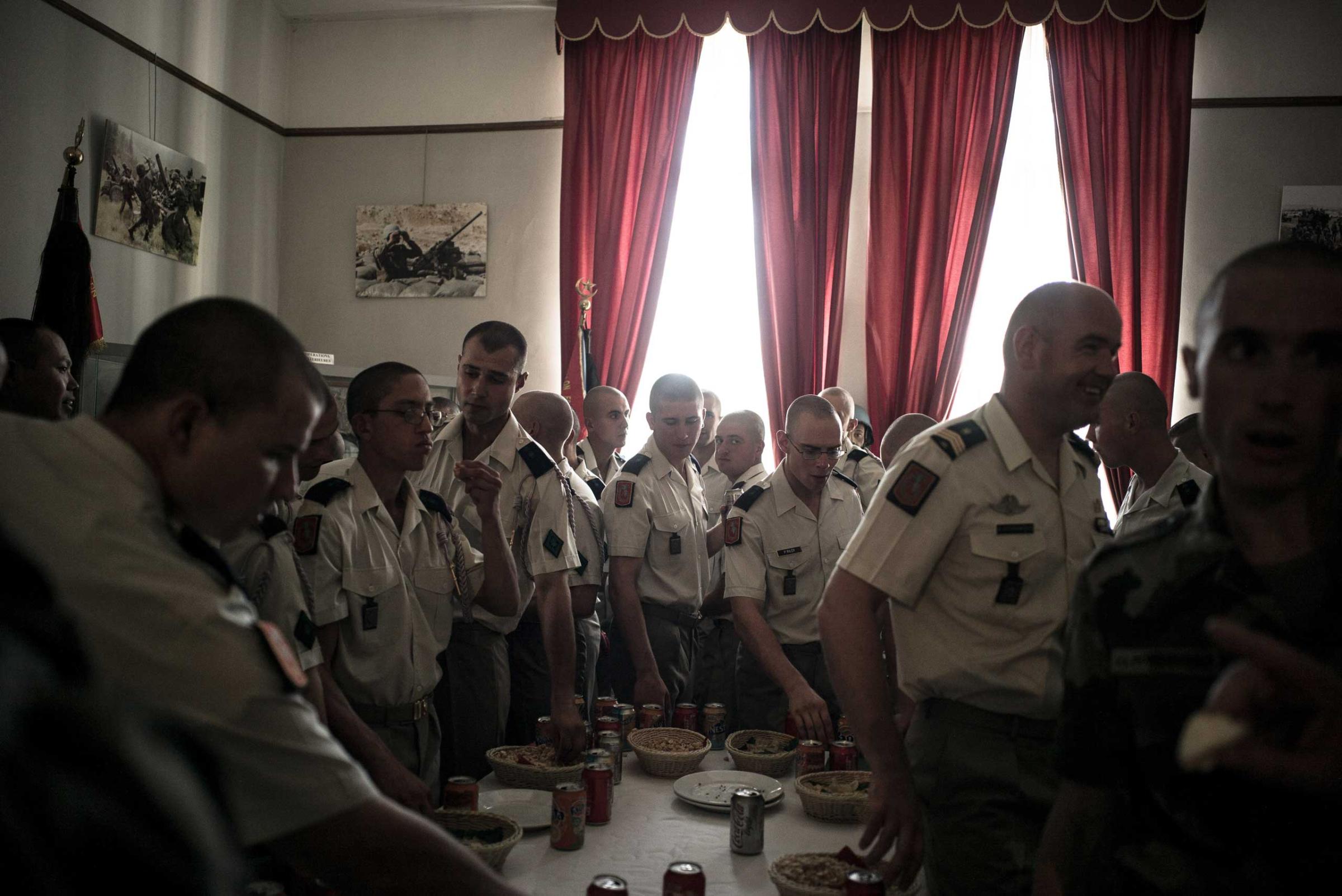 Members of the French Foreign Legion celebrate the end of their training. Nimes, France. Aug. 7, 2015.