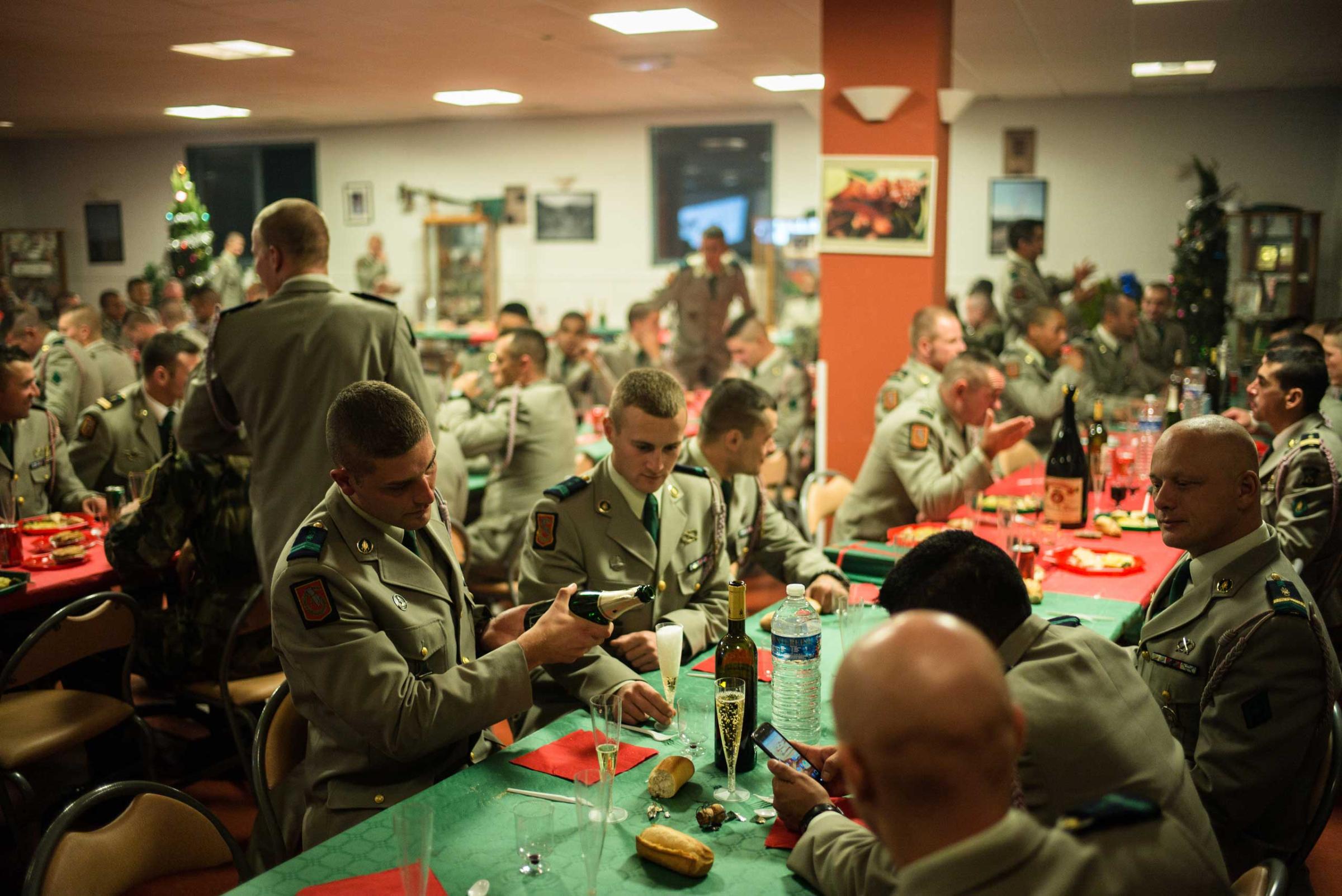Members of the French Foreign Legion celebrate Christmas.