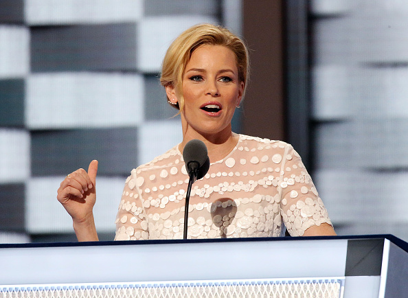 Actress Elizabeth Banks delivers remarks on day two of the 2016 Democratic National Convention at Wells Fargo Center on July 26, 2016 in Philadelphia, Pennsylvania.