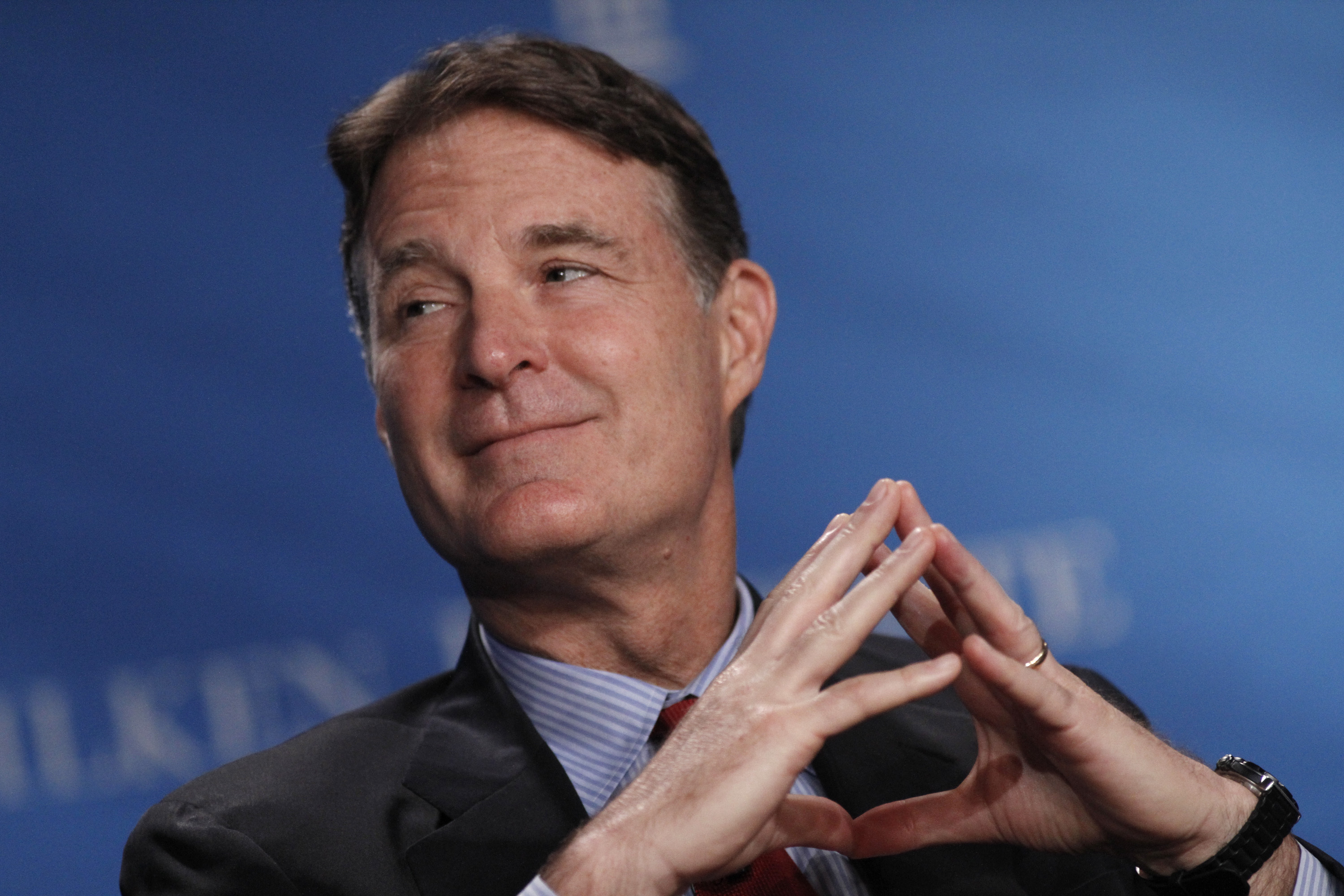 Former Senator Evan Bayh, senior advisor with Apollo Global Management, participates in a panel discussion at the annual Milken Institute Global Conference in Beverly Hills, California, U.S., on Tuesday, May 1, 2012. (Jonathan Alcorn—Bloomberg / Getty Images)
