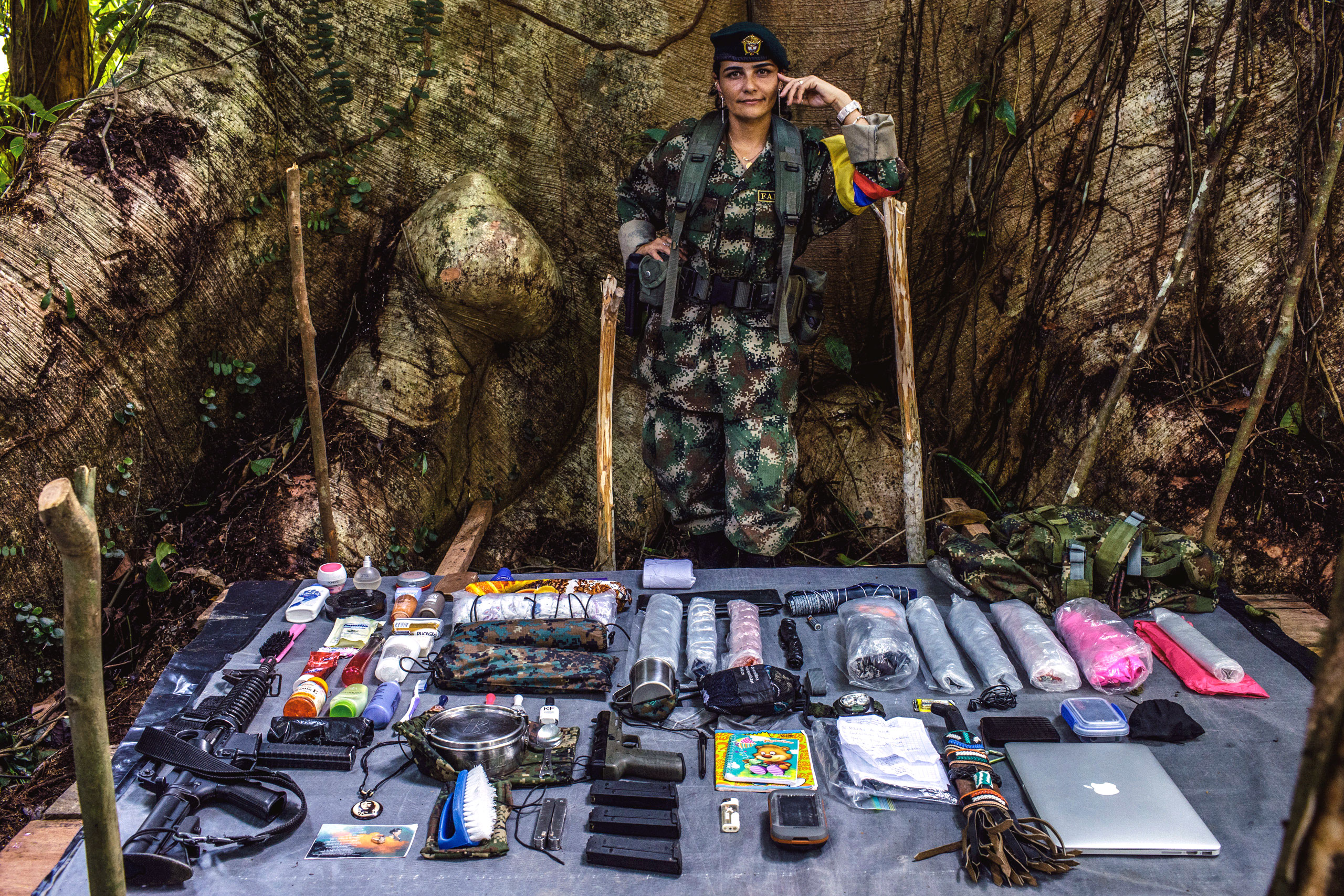 Brenda,  is a  31-year-old commander who has been a member of FARC for 15 years. Besides a rifle,  pistol. and laptop for  intelligence missions, in her backpack she also carries nail polish and perfume. Her boyfriend is also a member of  FARC.