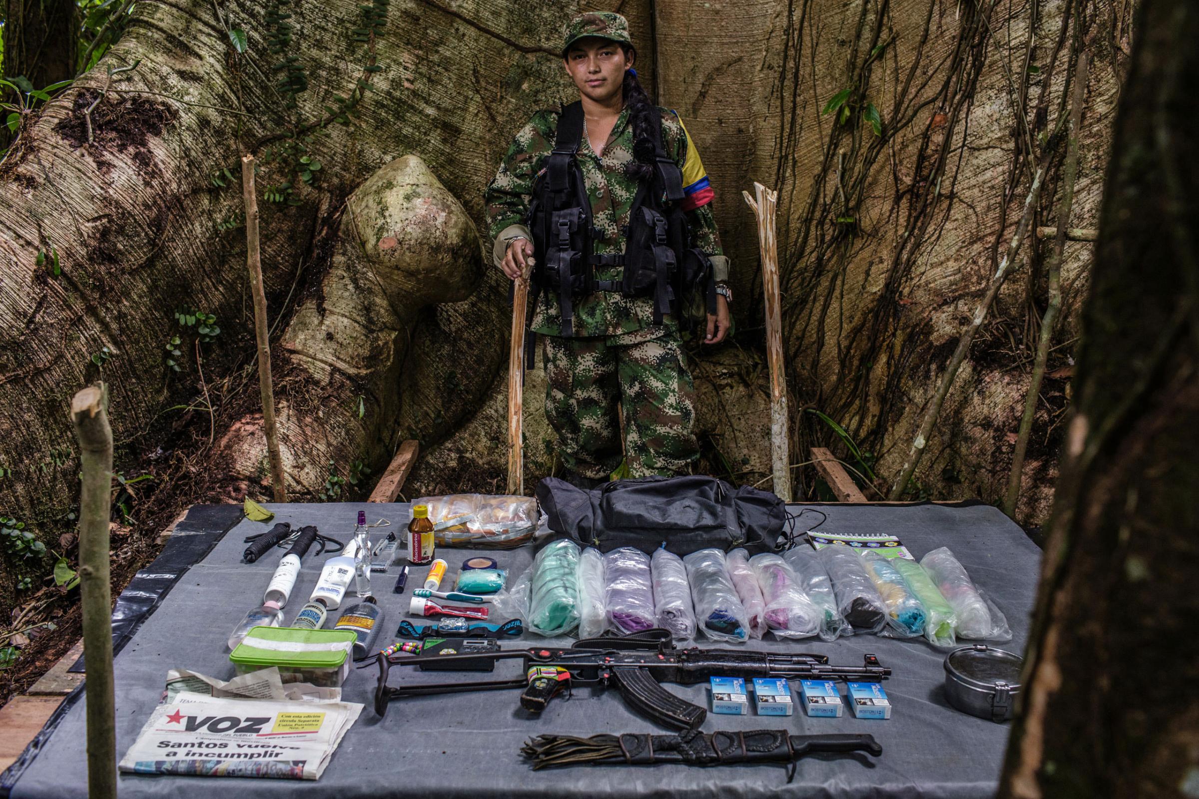"Mariana", 24-years old, has been with FARC for five years.She joined FARC because she was a victim of paramilitary violence in northern Colombia.