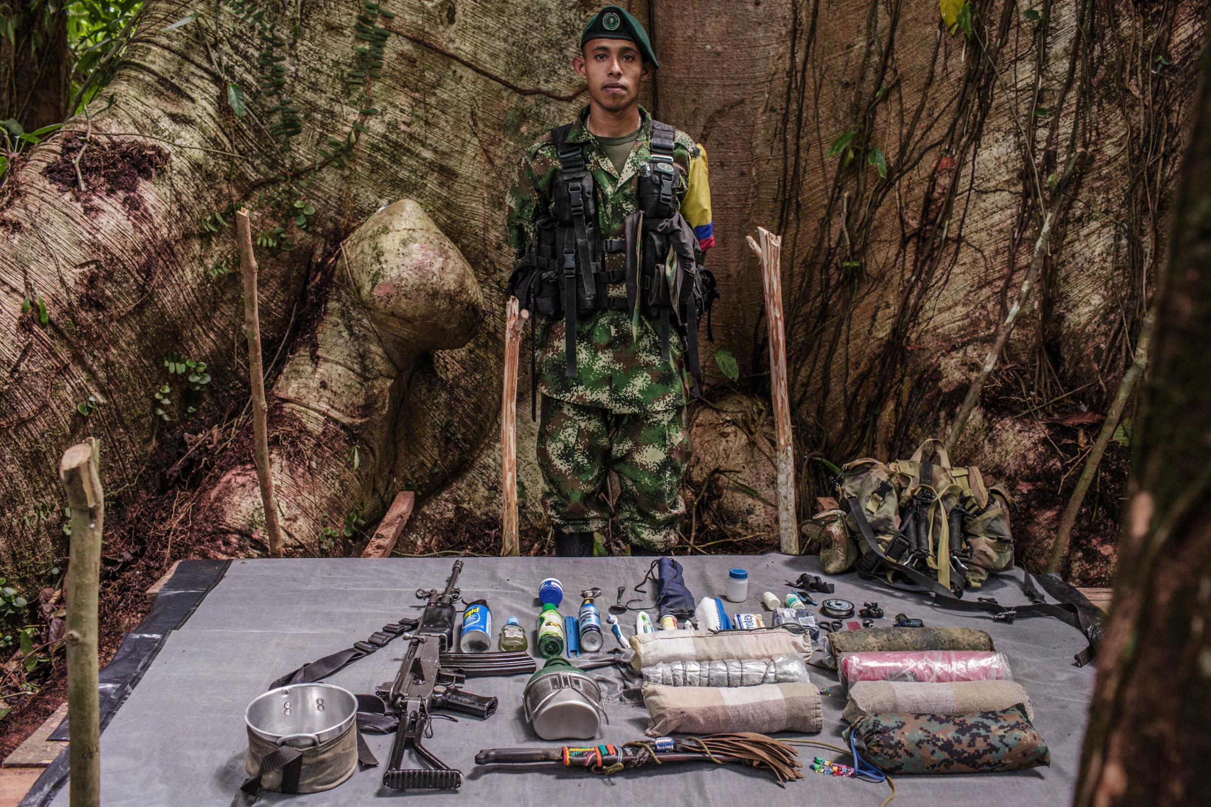 Andres, 24-years old, has been with FARC for 8 years. He has expert knowledge of the shallow rivers in the jungle, important terrain for moving troops.