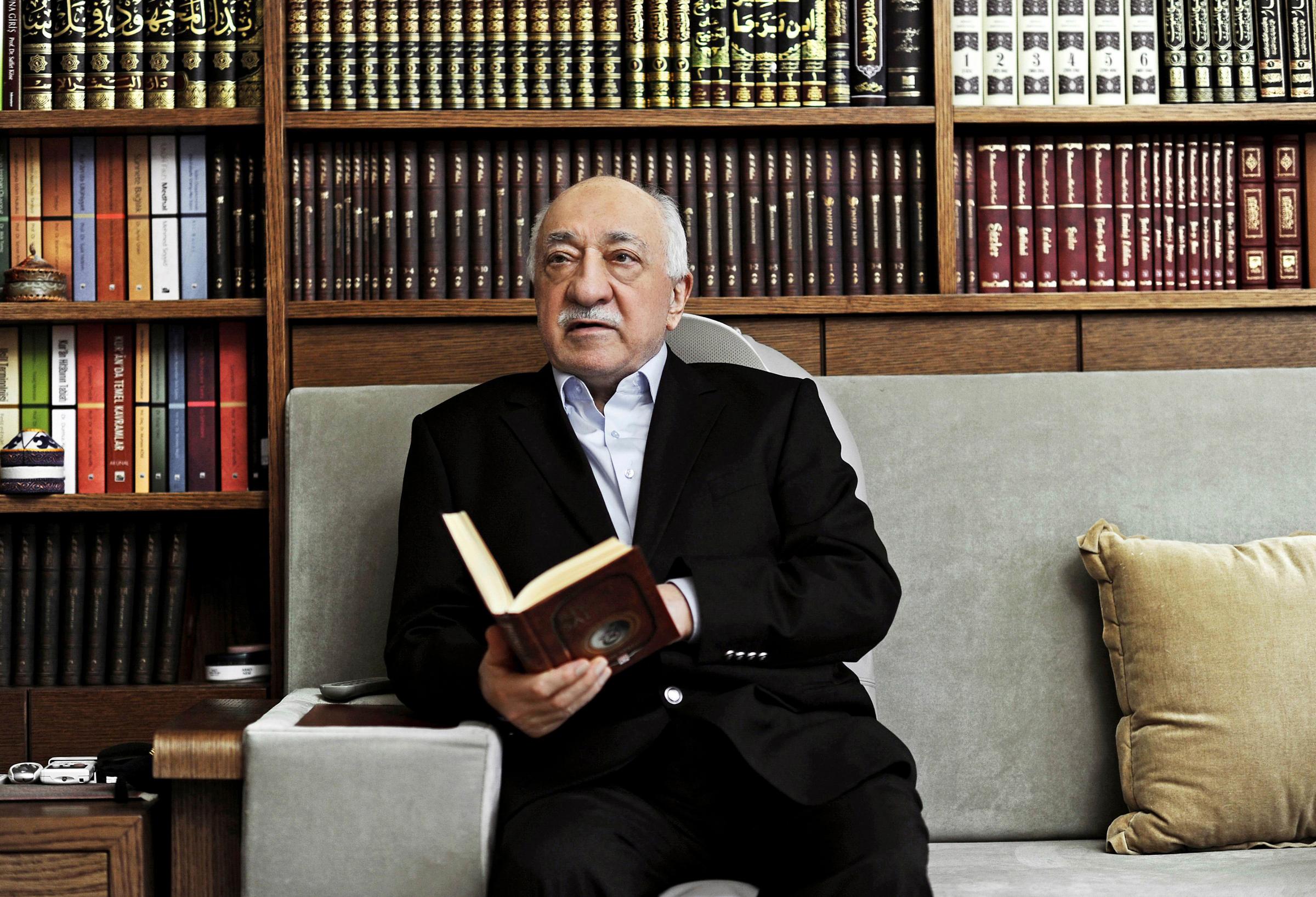 A file picture from March 15, 2014, shows Fethullah Gulen, an Islamic scholar and founder of the Gulen movement, during an interview at his residence in Pennsylvania.