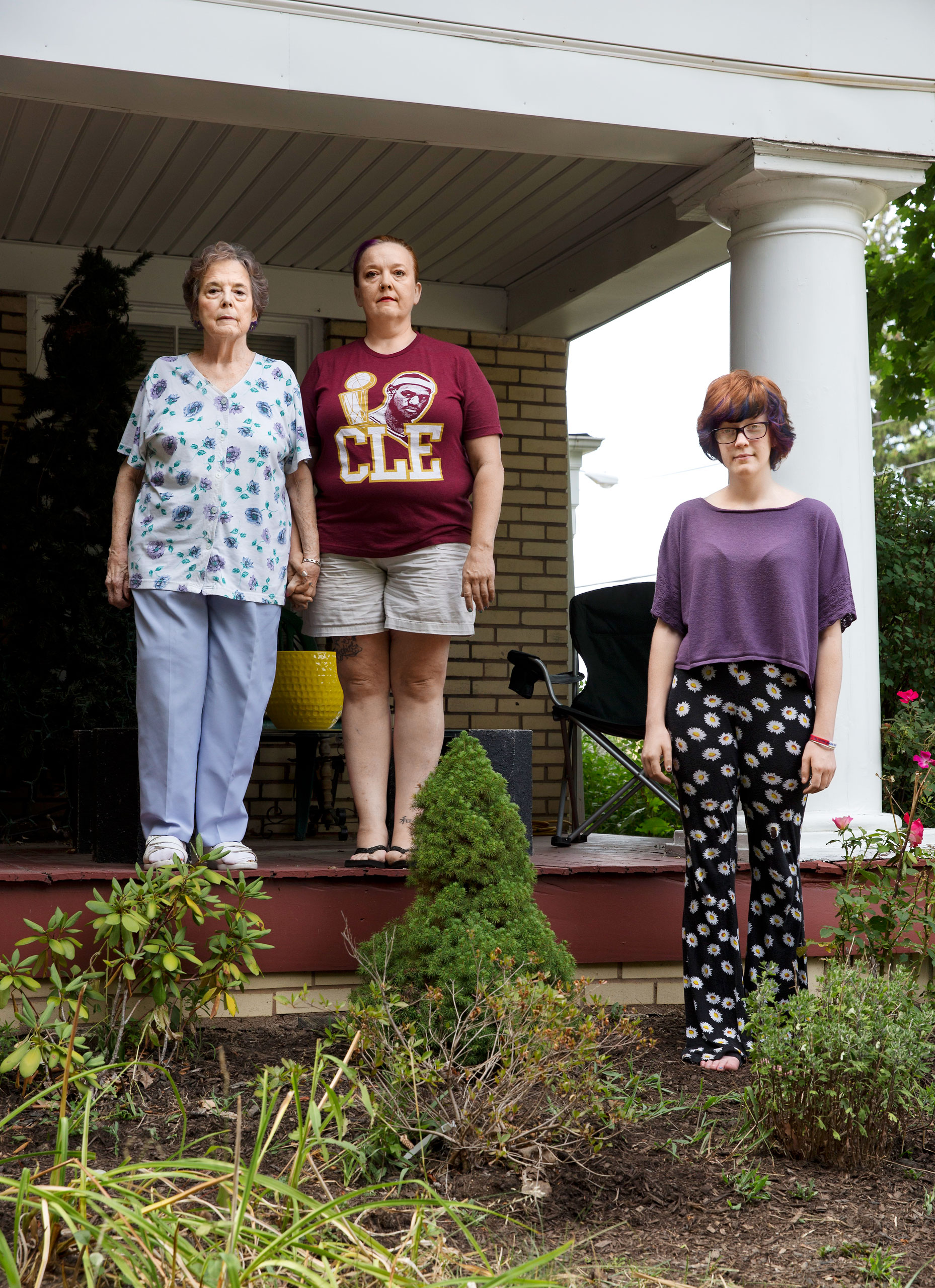 Carolyn Smith, 78; Cindy Smith, 49; and Josephine Sicking, 18, in front of Cindy’s home in Cleveland Heights, Ohio (Christopher Morris—VII for TIME)