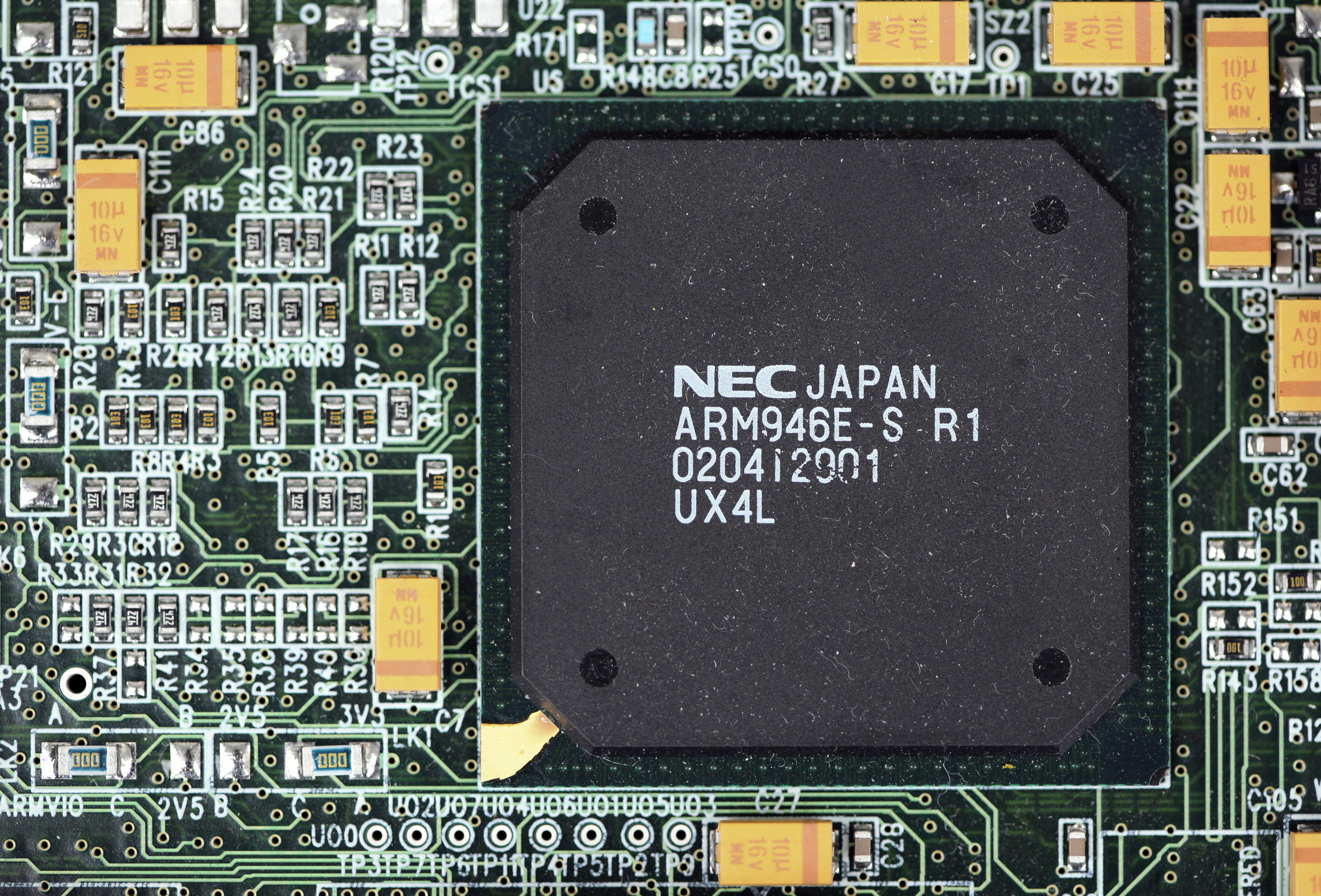 An ARM designed microprocessor chip, made by NEC Corp., sits on display at the ARM Holdings Plc. headquarters in Cambridge, U.K., on Wednesday, March 16, 2011. (Bloomberg&mdash;Bloomberg via Getty Images)