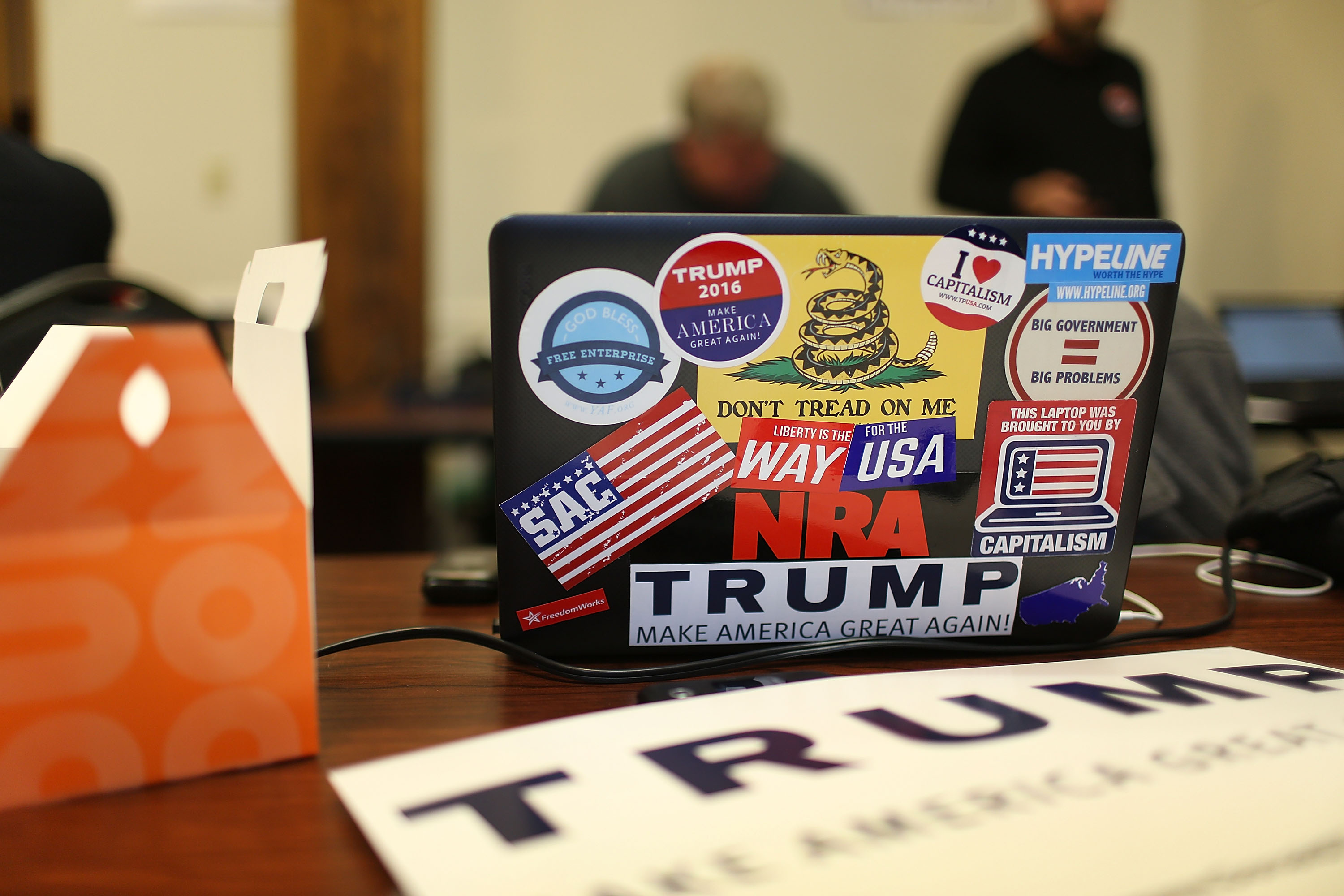 A laptop freshly prepared for tweeting for Trump. (Joe Raedle&mdash;Getty Images)