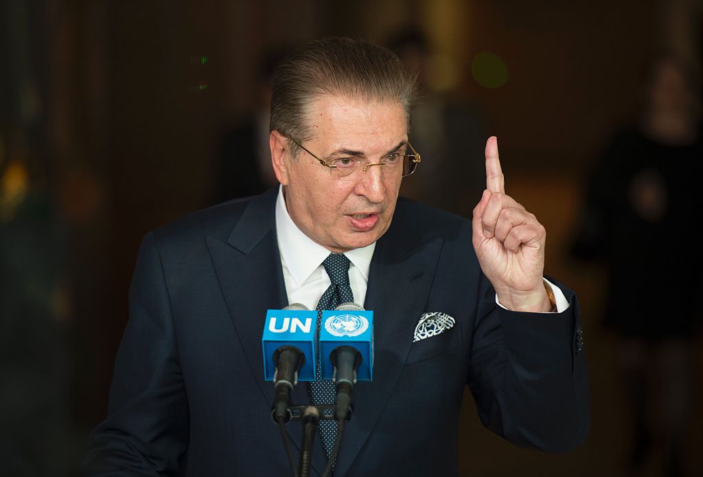Srgjan Kerim, former Minister of Foreign Affairs of the former Yugoslav Republic of Macedonia and President of the 62nd Session of the UN General Assembly, speaks with reporters after being interviewed as a candidate for the position of UN Secretary-General April 14, 2016 at the United Nations in New York. / AFP / DON EMMERT        (Photo credit should read DON EMMERT/AFP/Getty Images) (DON EMMERT&mdash;AFP/Getty Images)