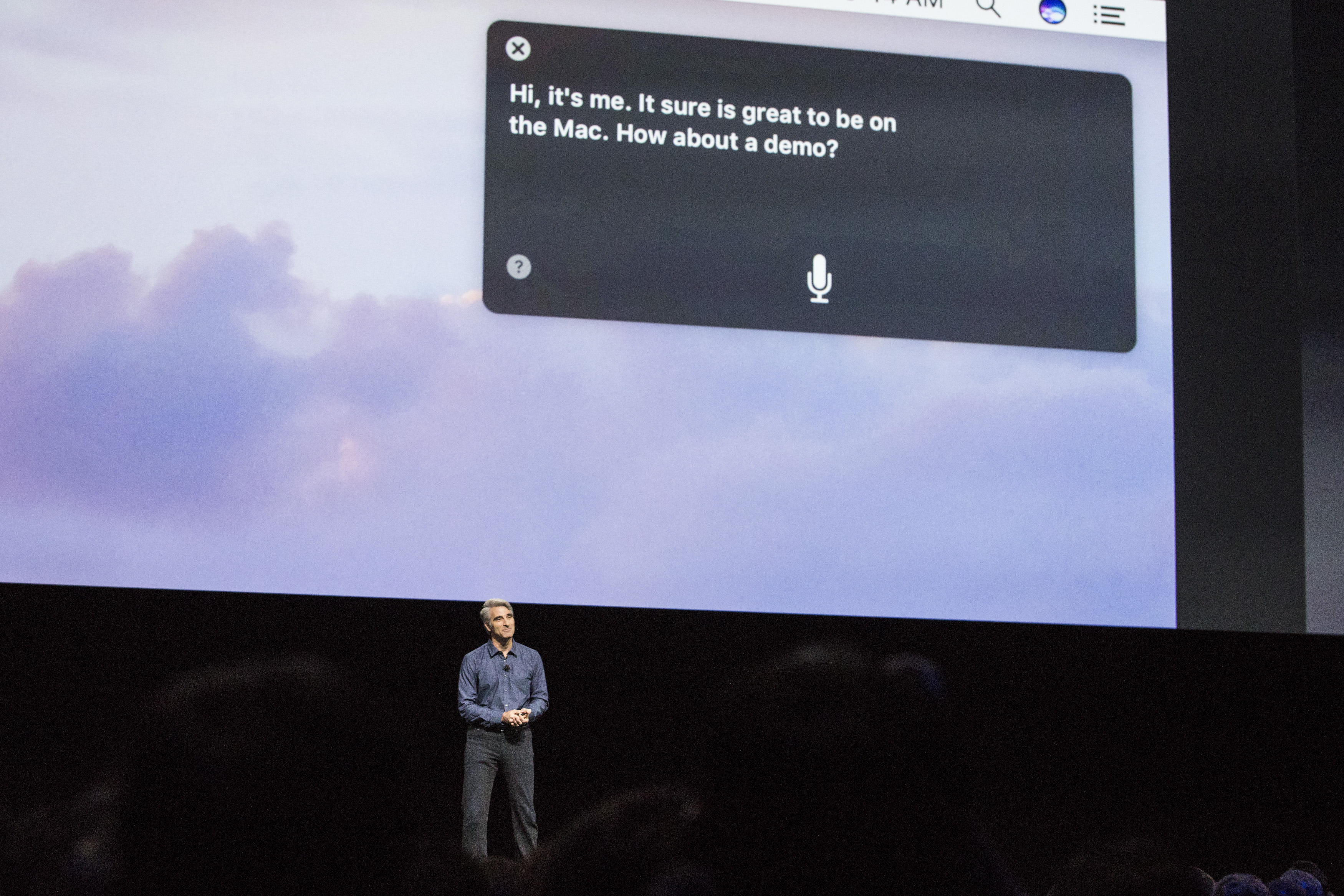 Craig Federighi, Apple's senior vice president of Software Engineering, introduces the new macOS Sierra software at an Apple event at the Worldwide Developer's Conference in San Francisco on June 13, 2016. (Andrew Burton—Getty Images)