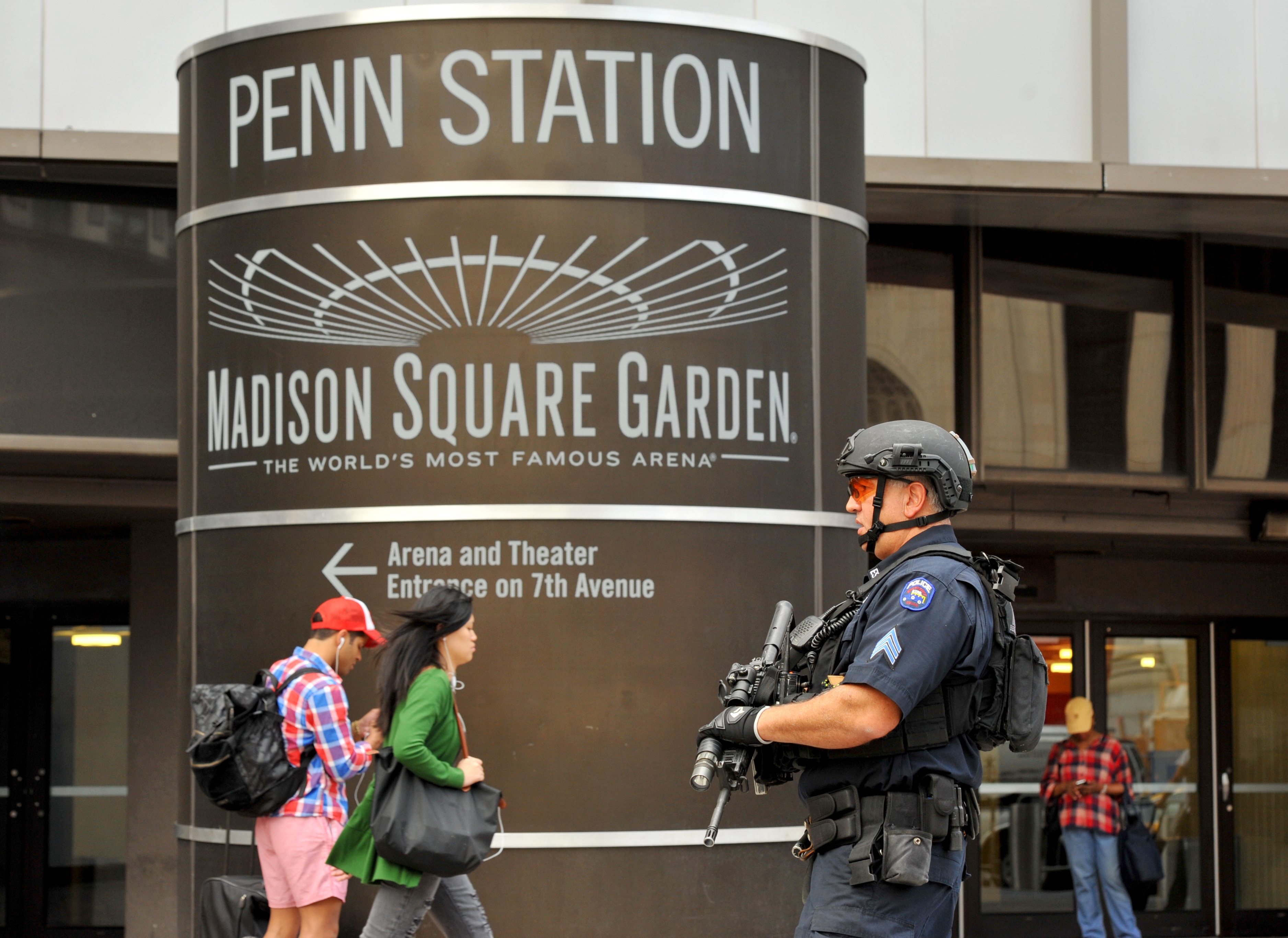 New York Police Department Emergency Service Units patrol outside Penn Station before the start of theNew York Police Department 2016 graduation class ceremony at Madison Square Garden on July, 1, 2016. (TIMOTHY A. CLARY&mdash;AFP/Getty Images)
