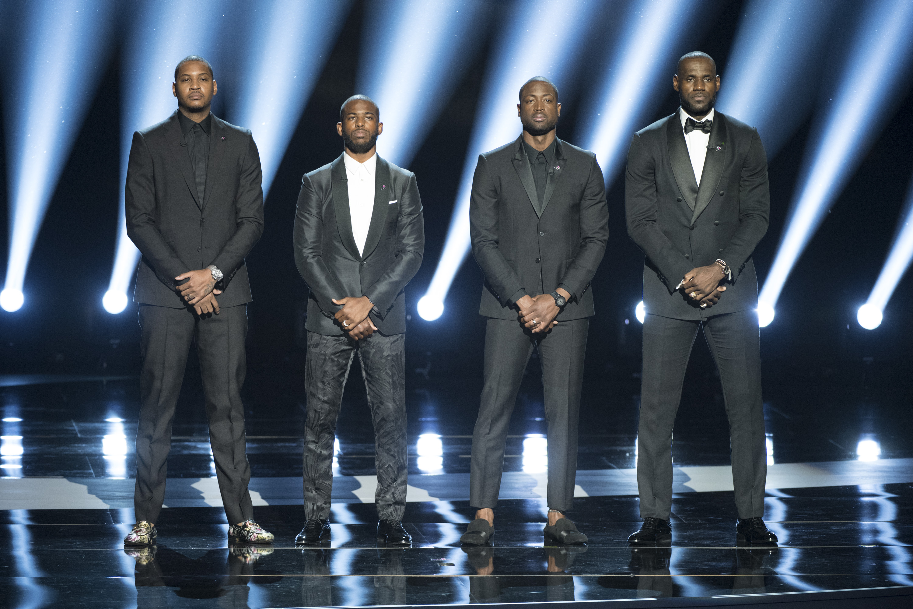 On July 13, Carmelo Anthony, Chris Paul, Dwyane Wade and LeBron James began the ESPYS with a call for justice. (Image Group LA&mdash;ABC via Getty Images)