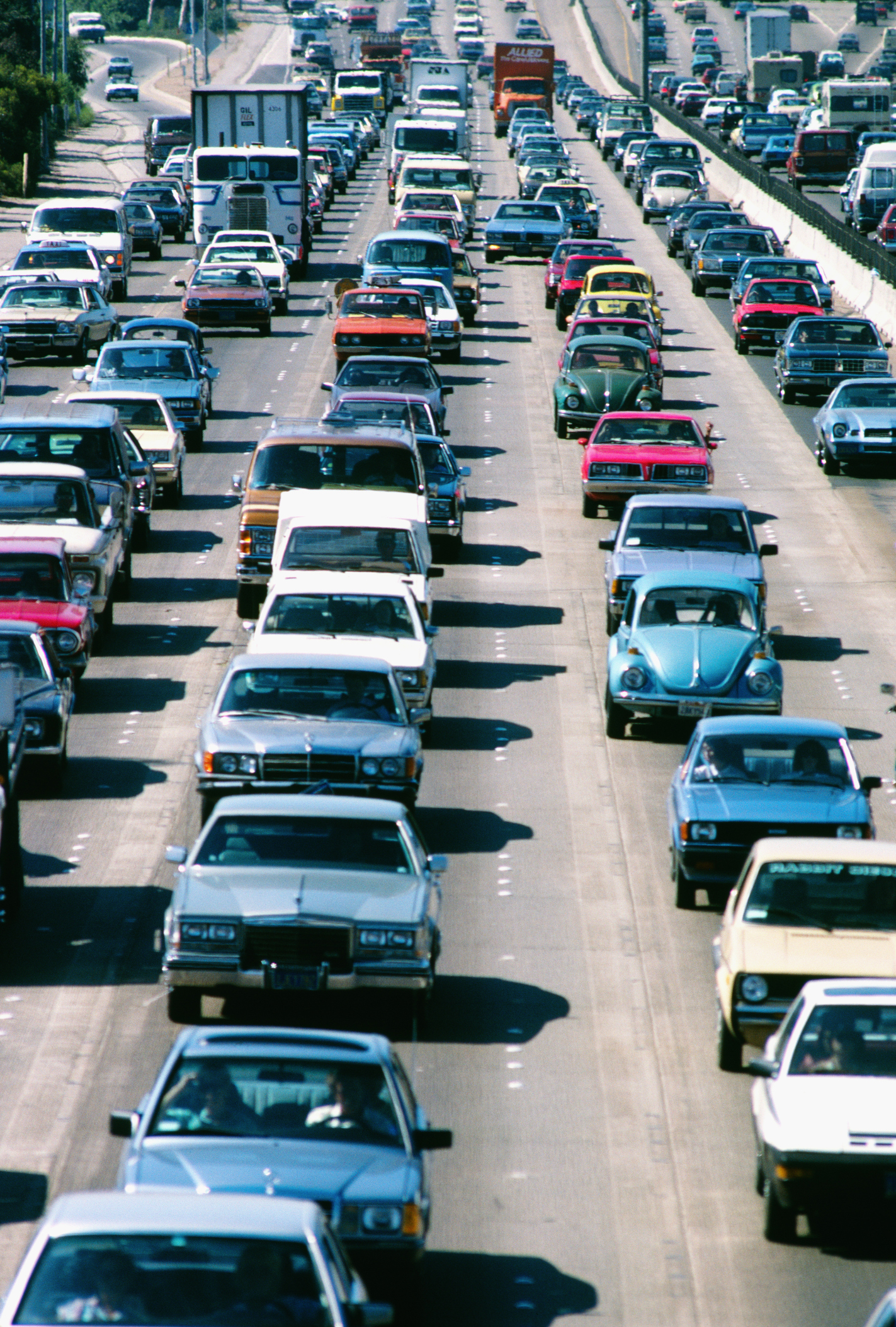Traffic on San Diego freeway in west Los Angeles, California