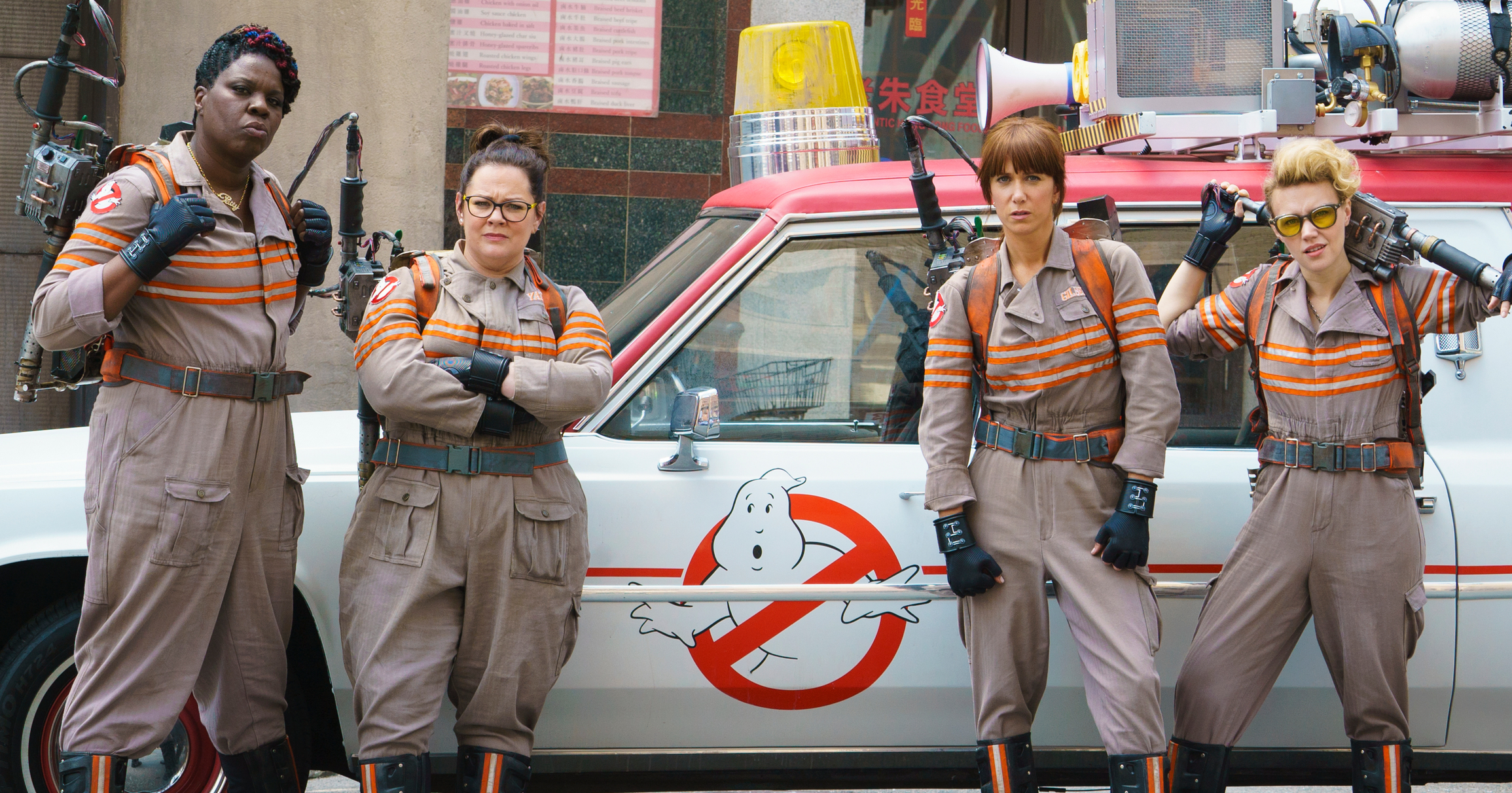From left: Leslie Jones, Melissa McCarthy, Kristen Wiig and Kate McKinnon in <i>Ghostbusters</i>. (Hopper Stone—Sony Pictures Entertainment)