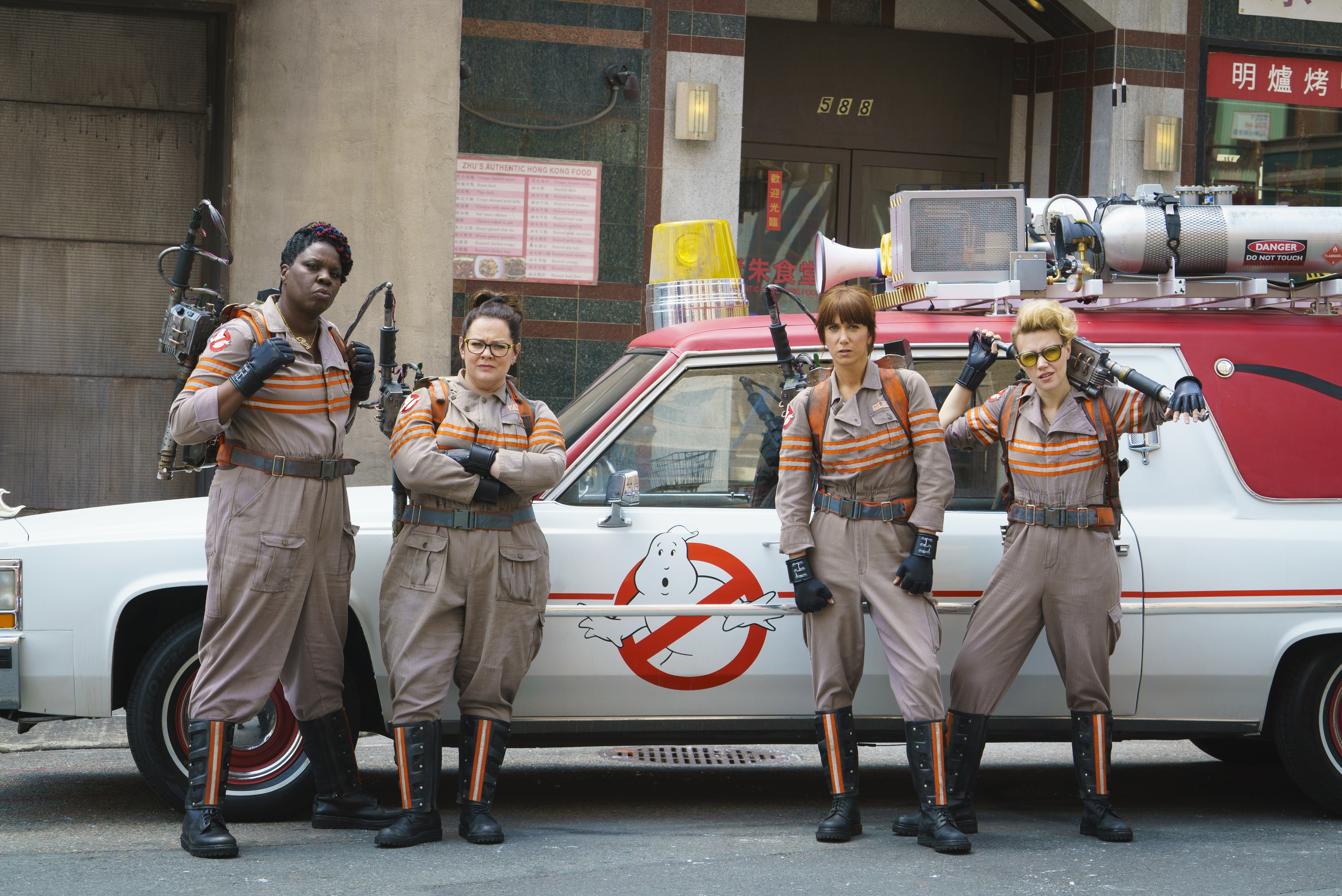 From left: Leslie Jones, Melissa McCarthy, Kristen Wiig and Kate McKinnon in <i>Ghostbusters</i>. (Hopper Stone—Sony Pictures Entertainment)