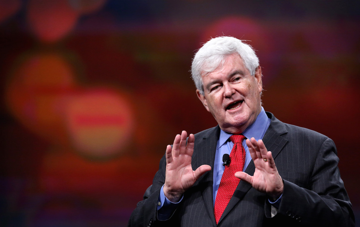 Newt Gingrich delivers remarks at the Visit Orlando annual luncheon  in Orlando, Dec. 8, 2015. (Joe Burbank—Orlando Sentinel/TNS/Getty Images)