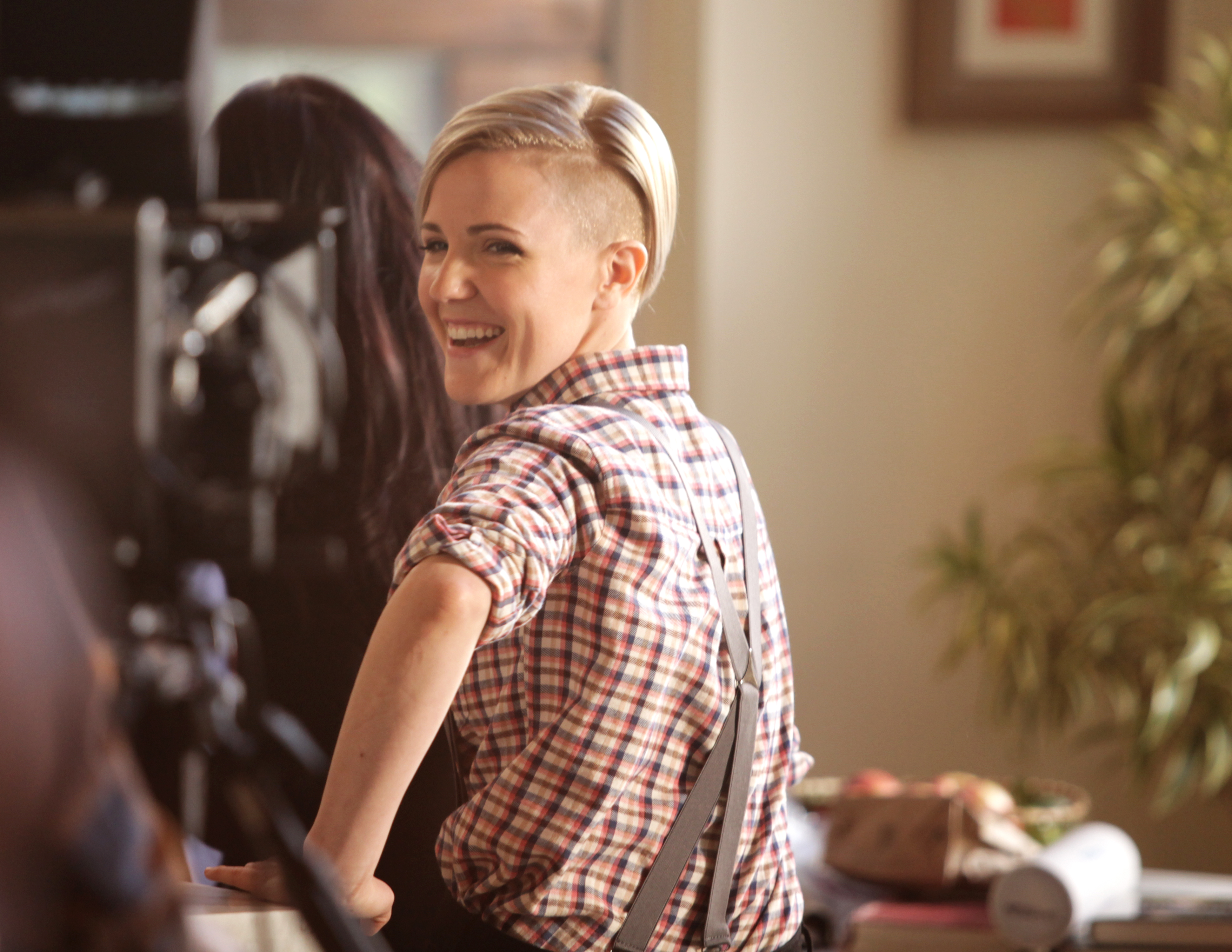 Hannah Hart on the set of "While the Water Boils," her new co-branded series with Barilla. (Barilla)
