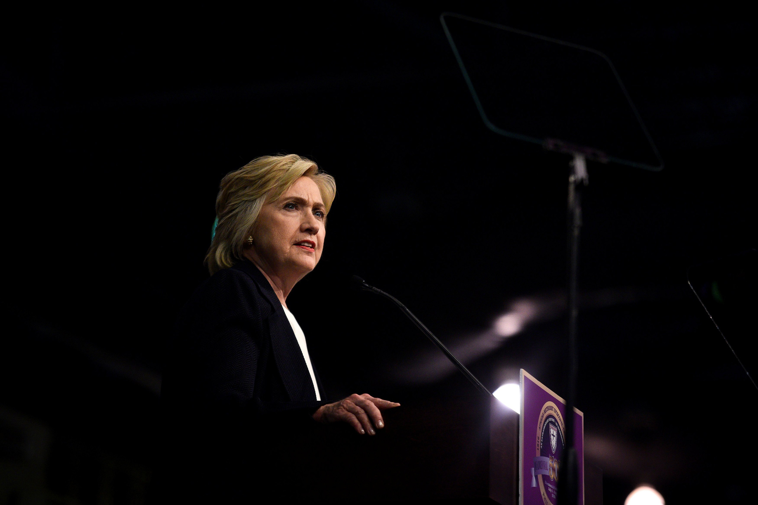 Democratic Presidential candidate Hillary Clinton speaks to the General Conference of the African Methodist Episcopal Church during their annual convention at the Pennsylvania Convention Center in Philadelphia on July 8, 2016. (Charles Mostoller—Reuters)