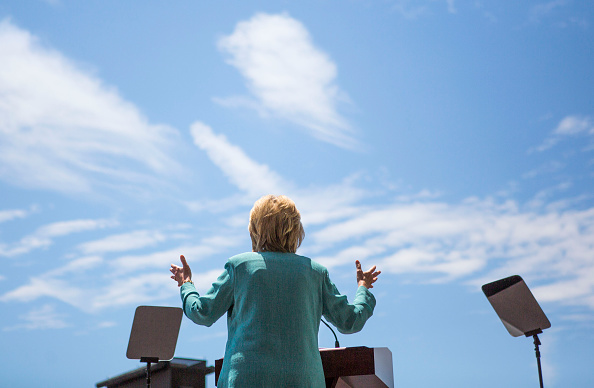 Presumptive Democratic presidential nominee Hillary Clinton speaks at a rally on the boardwalk on July 6, 2016 in Atlantic City, New Jersey. (Jessica Kourkounis—Getty Images)