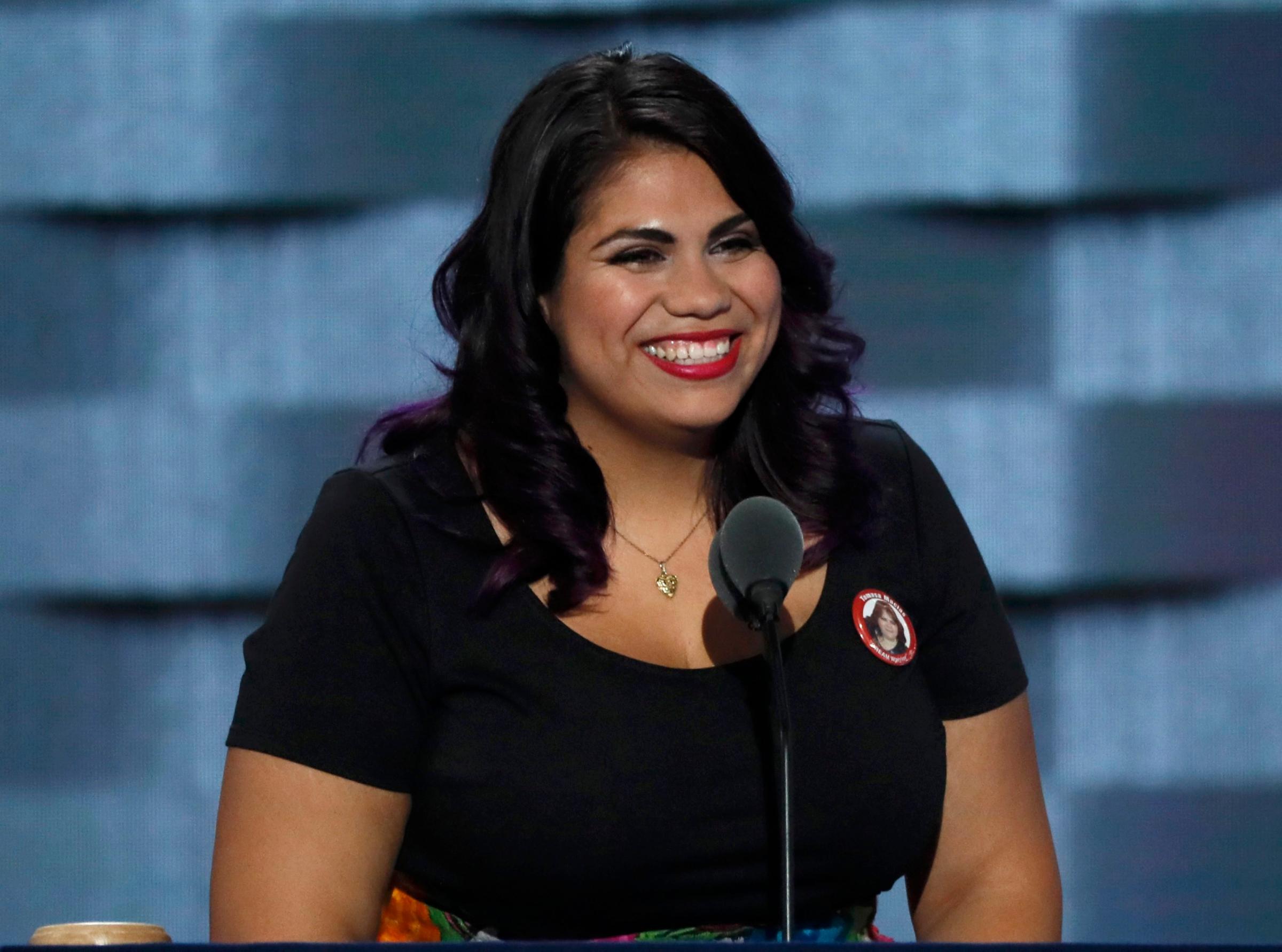 Immigration advocate Astrid Silva speaks at the Democratic National Convention in Philadelphia