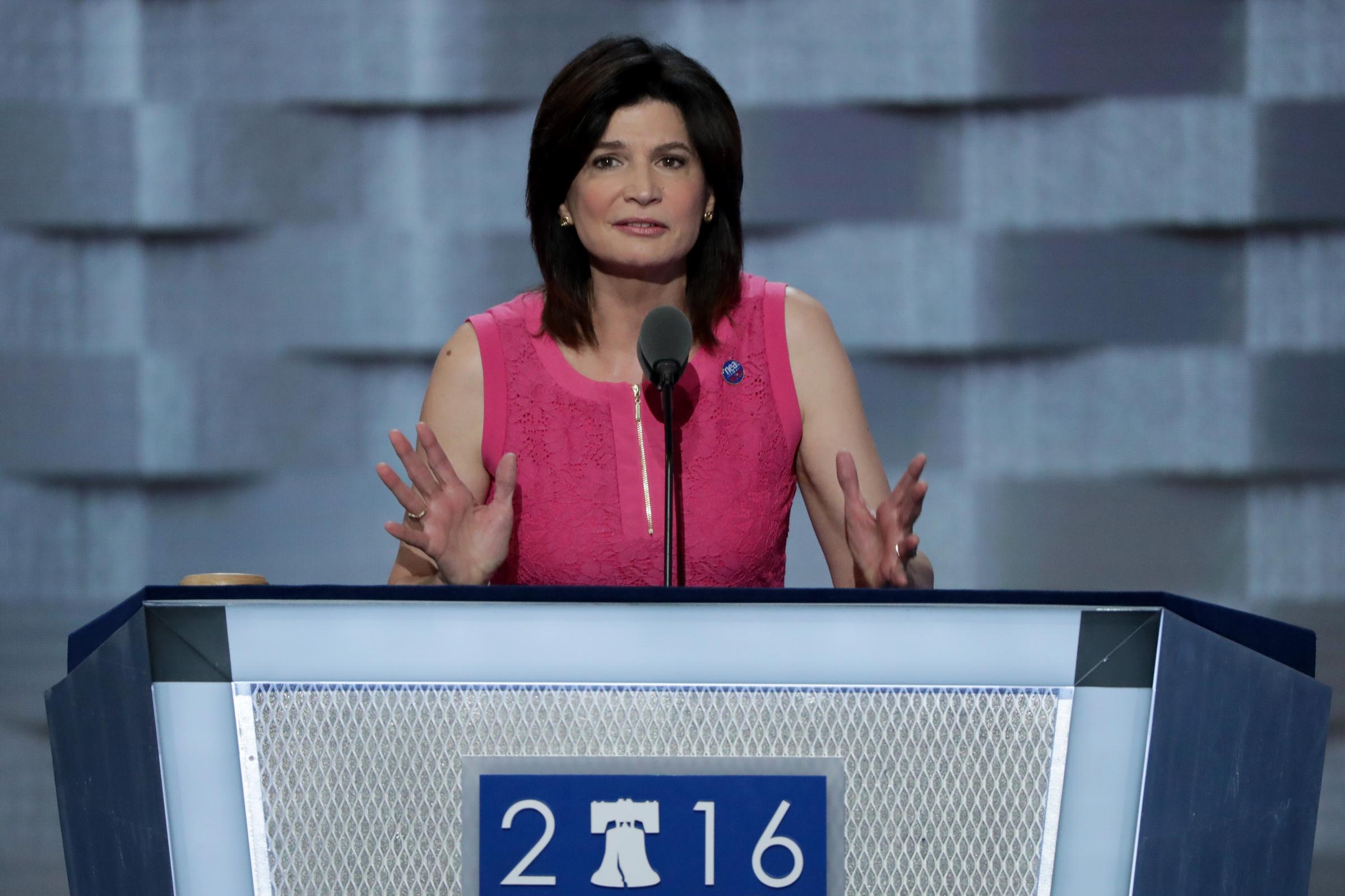 Lily Eskelsen Garcia, president of the National Education Association, delivers remarks on the first day of the Democratic National Convention at the Wells Fargo Center on July 25, 2016 in Philadelphia.