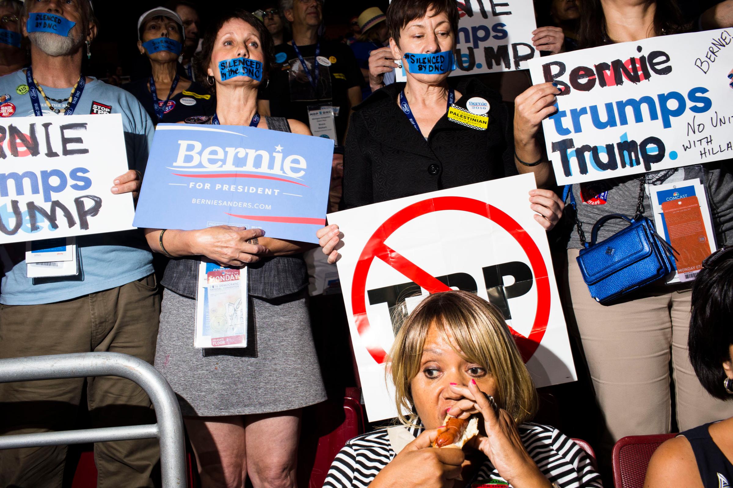 Scenes on the floor at the 2016 Democratic National Convention in Philadelphia on Monday, July 25, 2016.