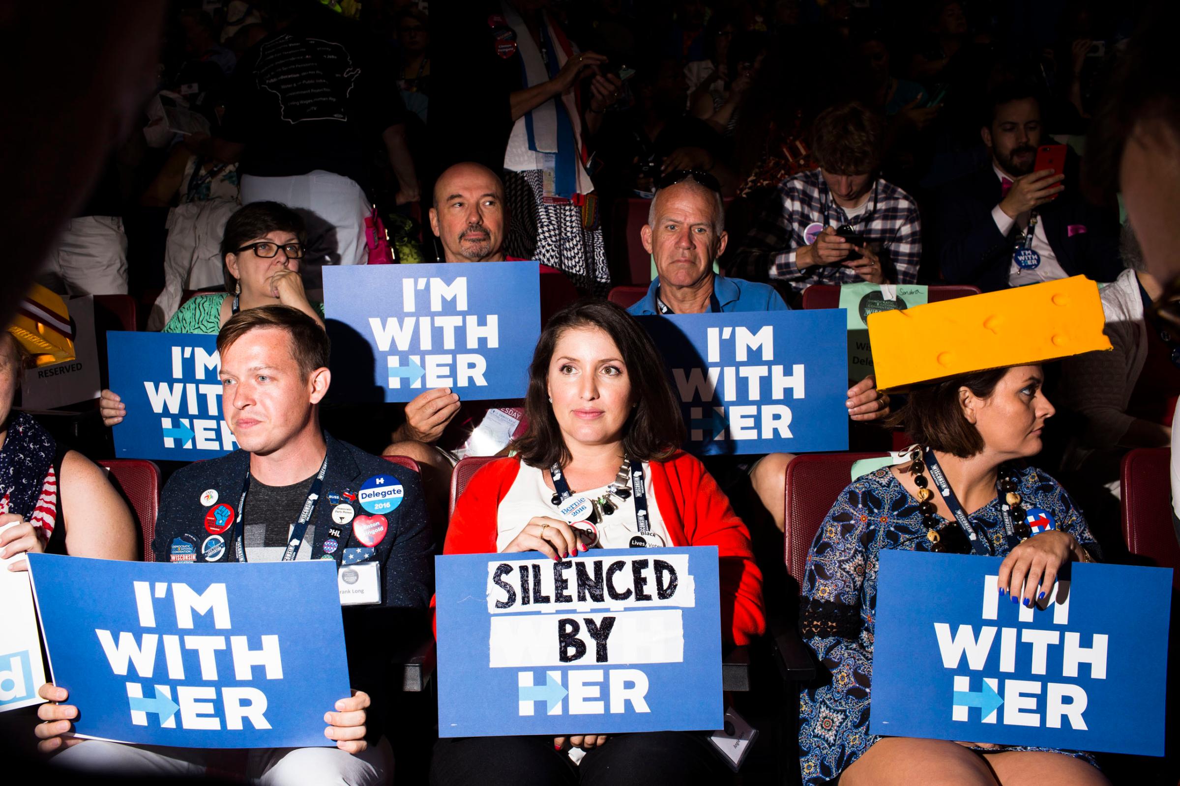 Scenes from the floor at the 2016 Democratic National Convention in Philadelphia on Tuesday, July 26, 2016.