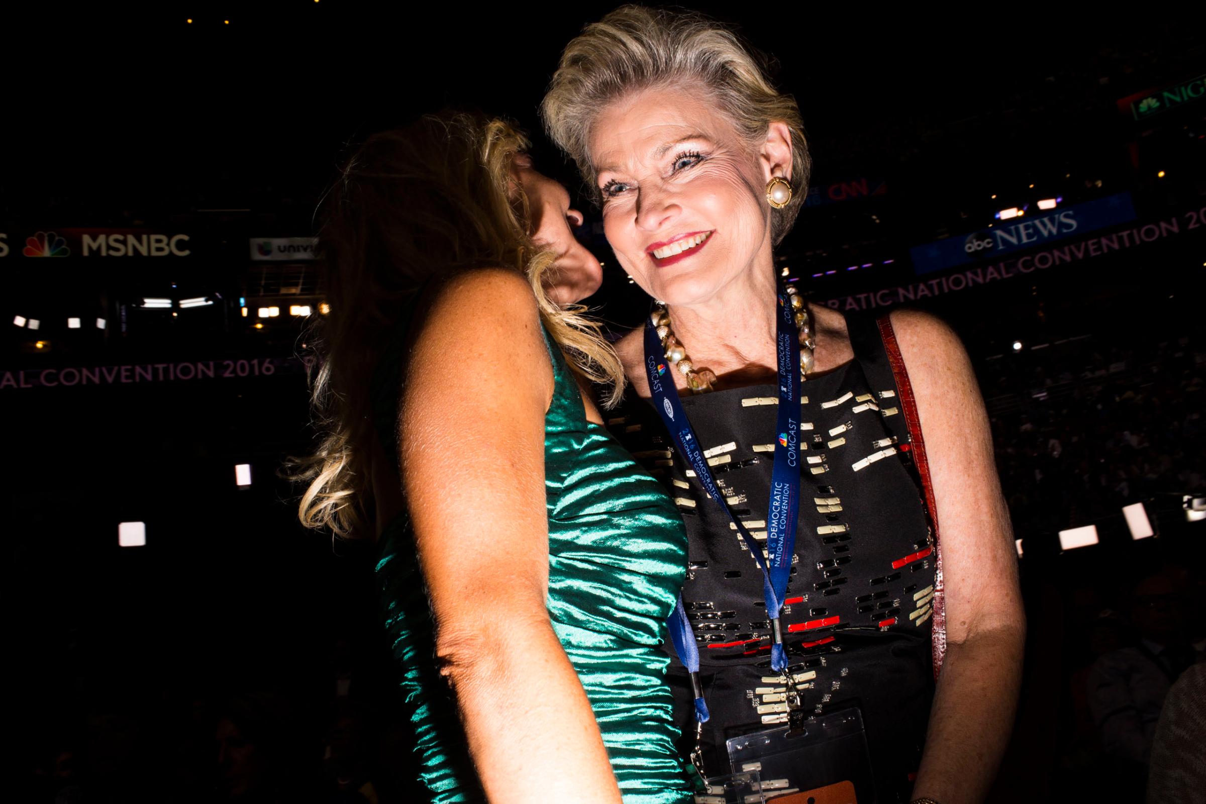 Nan Ellen Nelson, left, and her mother Grace Nelson, the wife of Florida Senator, Bill Nelson at the 2016 Democratic National Convention in Philadelphia on Monday, July 25, 2016.