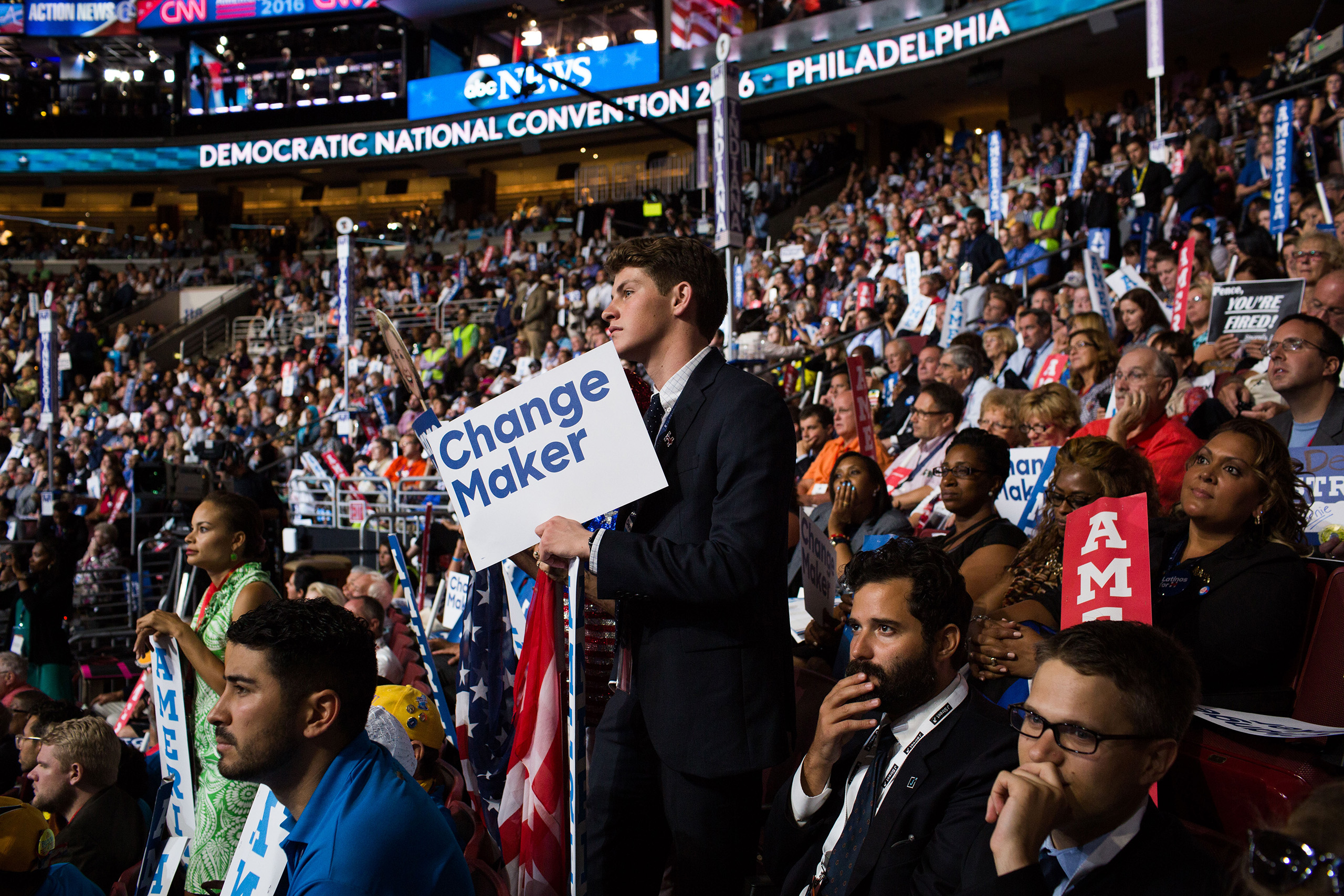On the floor at the Democratic National Convention at the Wells Fargo Center in Philadelphia, Pennsylvania, on July 26, 2016. (Natalie Keyssar for TIME)