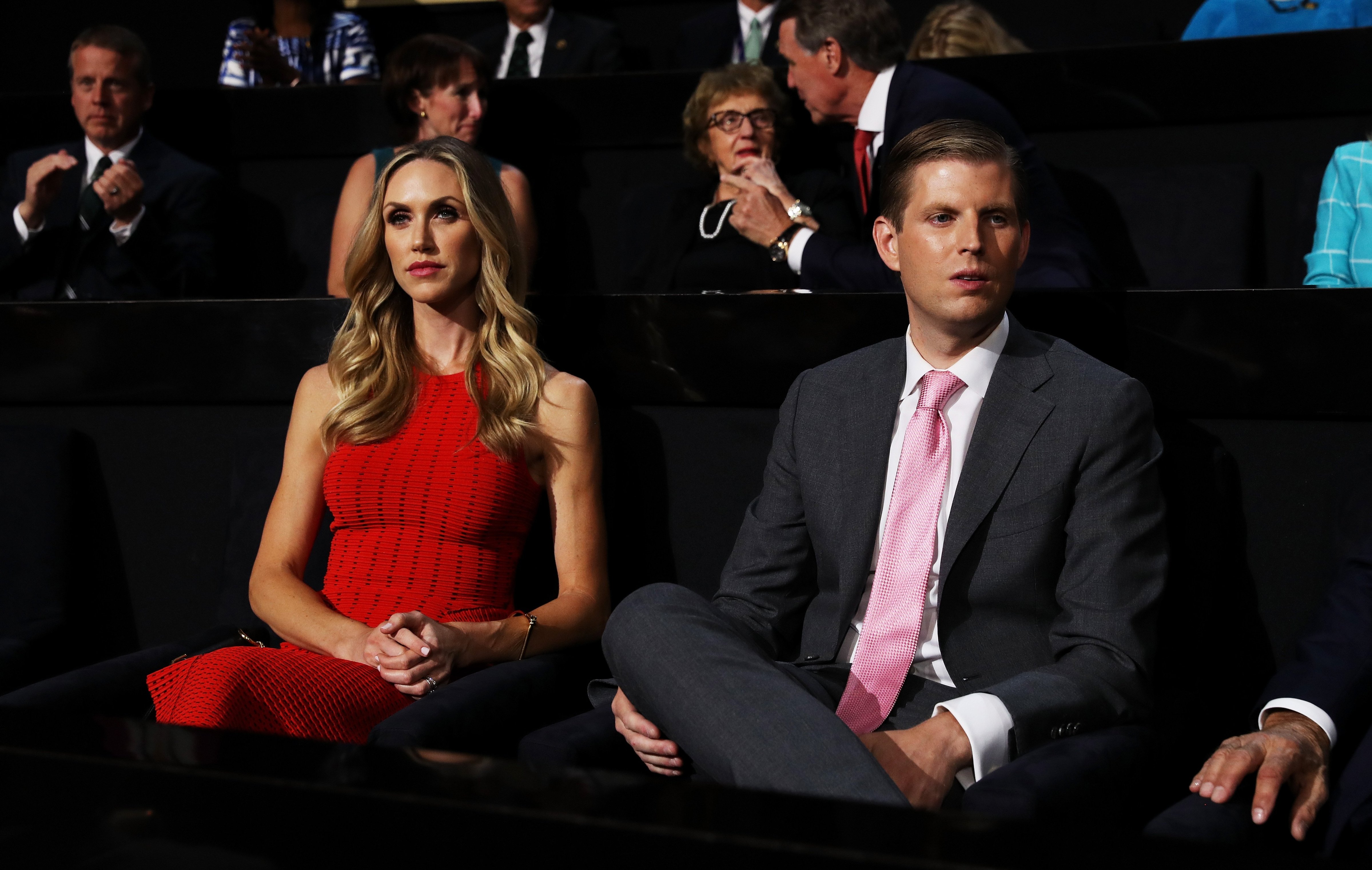 Eric Trump along with his wife, Lara Yunaska, attend the third day of the Republican National Convention on July 20, 2016 at the Quicken Loans Arena in Cleveland, Ohio. (Joe Raedle—Getty Images)
