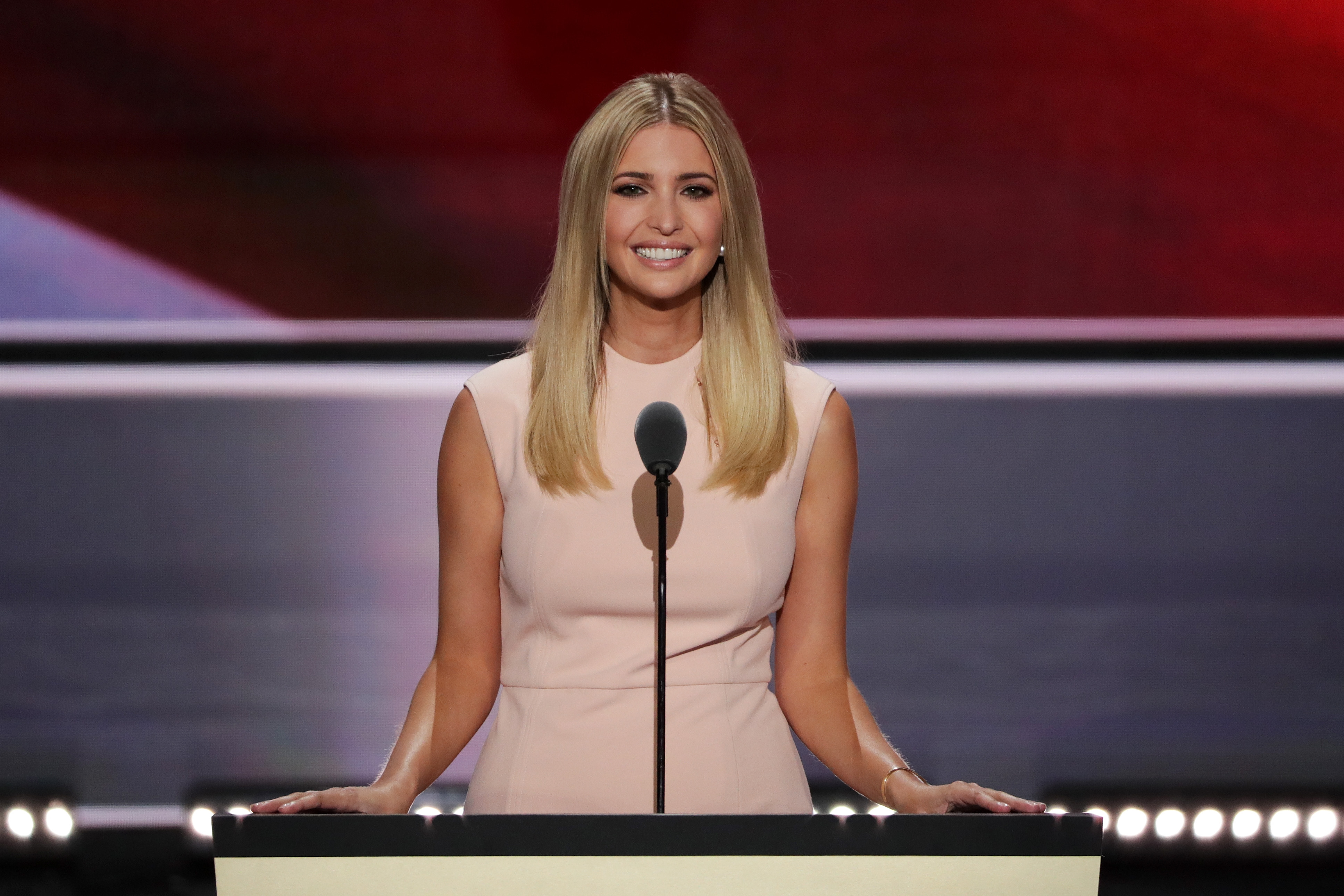 Ivanka Trump delivers a speech during the evening session on the fourth day of the Republican National Convention at the Quicken Loans Arena in Cleveland on July 21, 2016 . (Alex Wong—Getty Images)