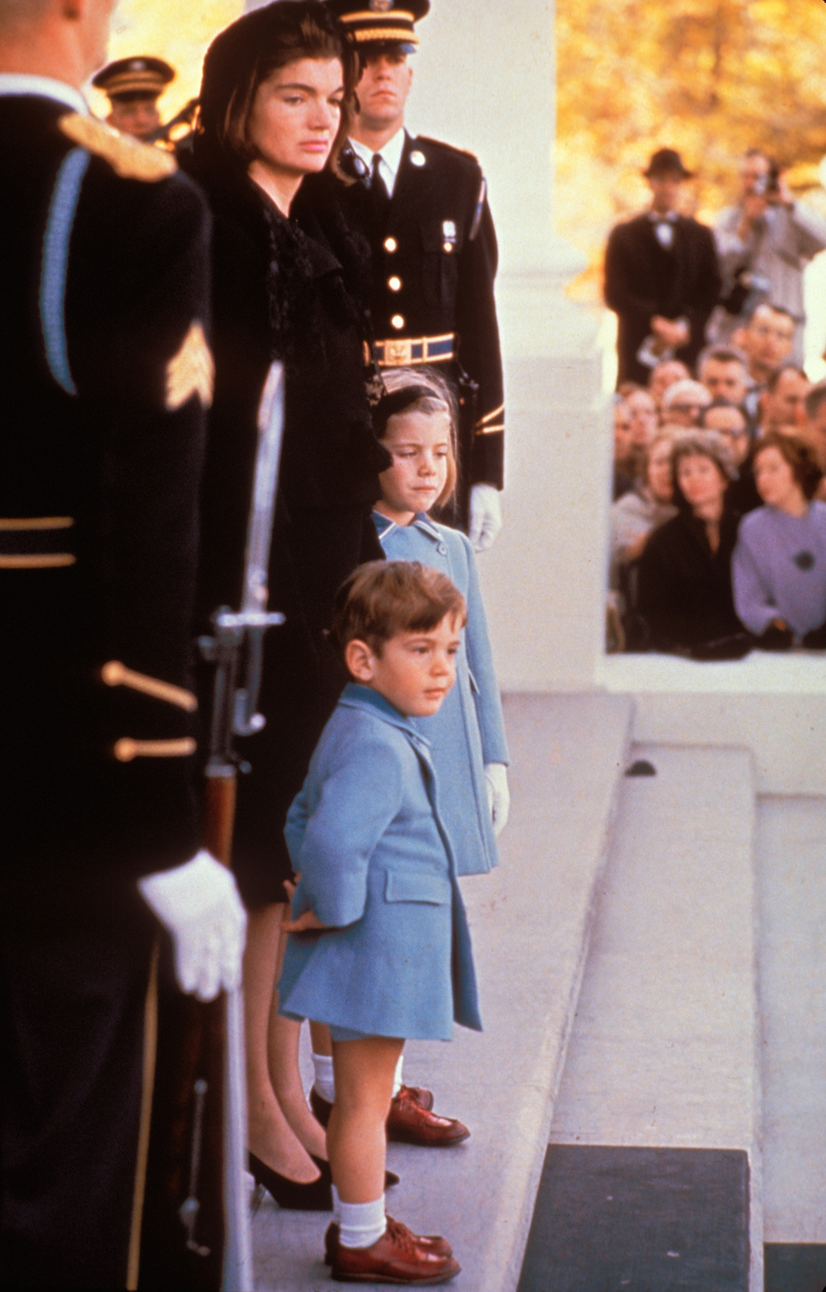Jackie Kennedy with Caroline and John Jr. at JFK's funeral.