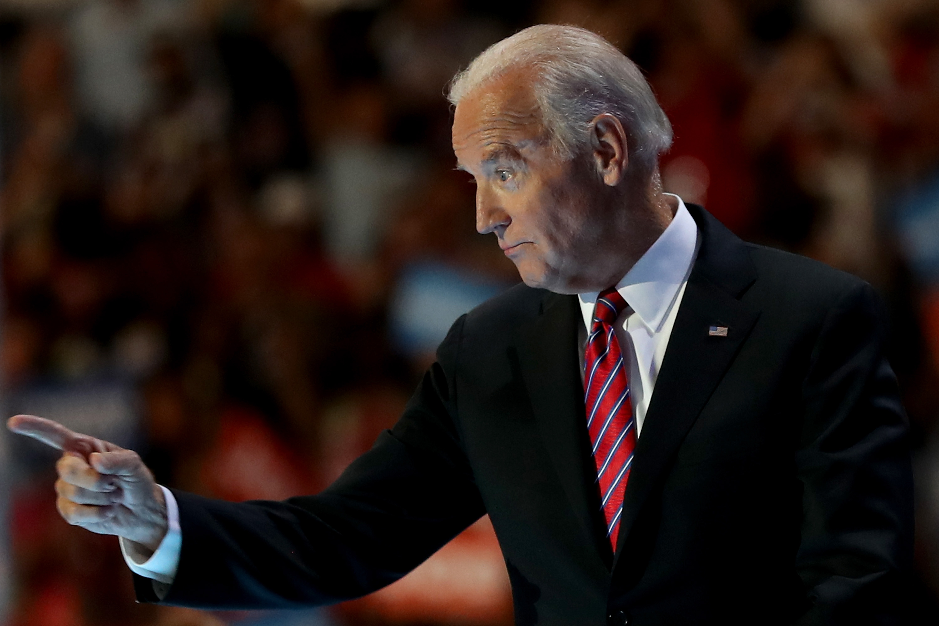 US Vice President Joe Biden delivers remarks on the third day of the Democratic National Convention at the Wells Fargo Center on July 27, 2016 in Philadelphia, Pennsylvania. (Joe Raedle&mdash;Getty Images)